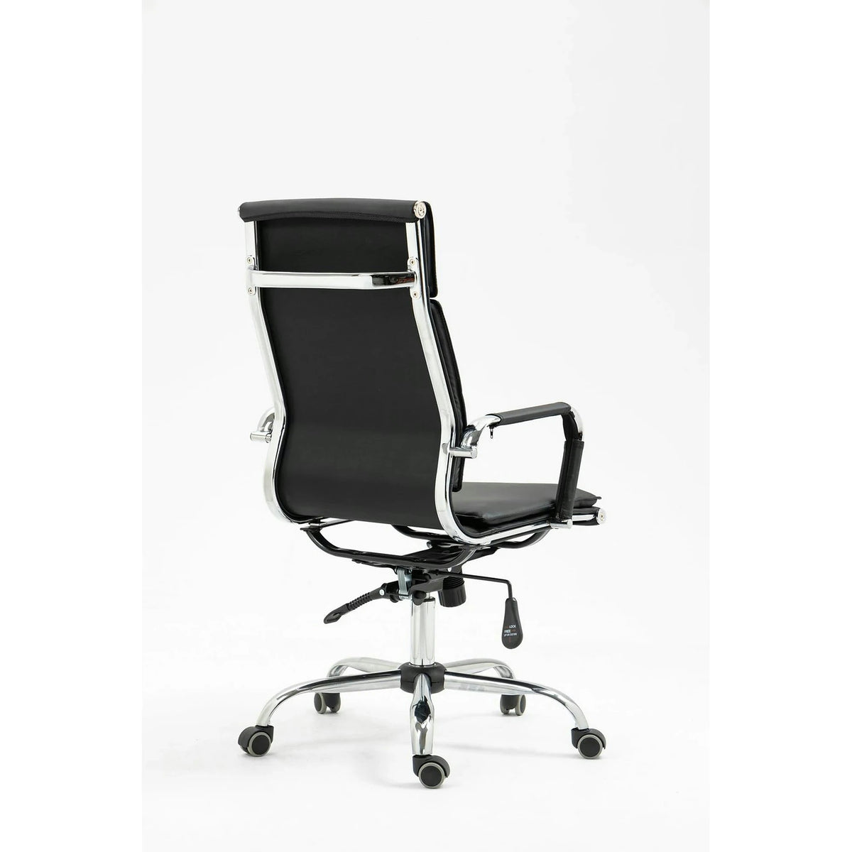 Scaun de birou MANTUS, negru, piele ecologica, 58x60x108/118 cm