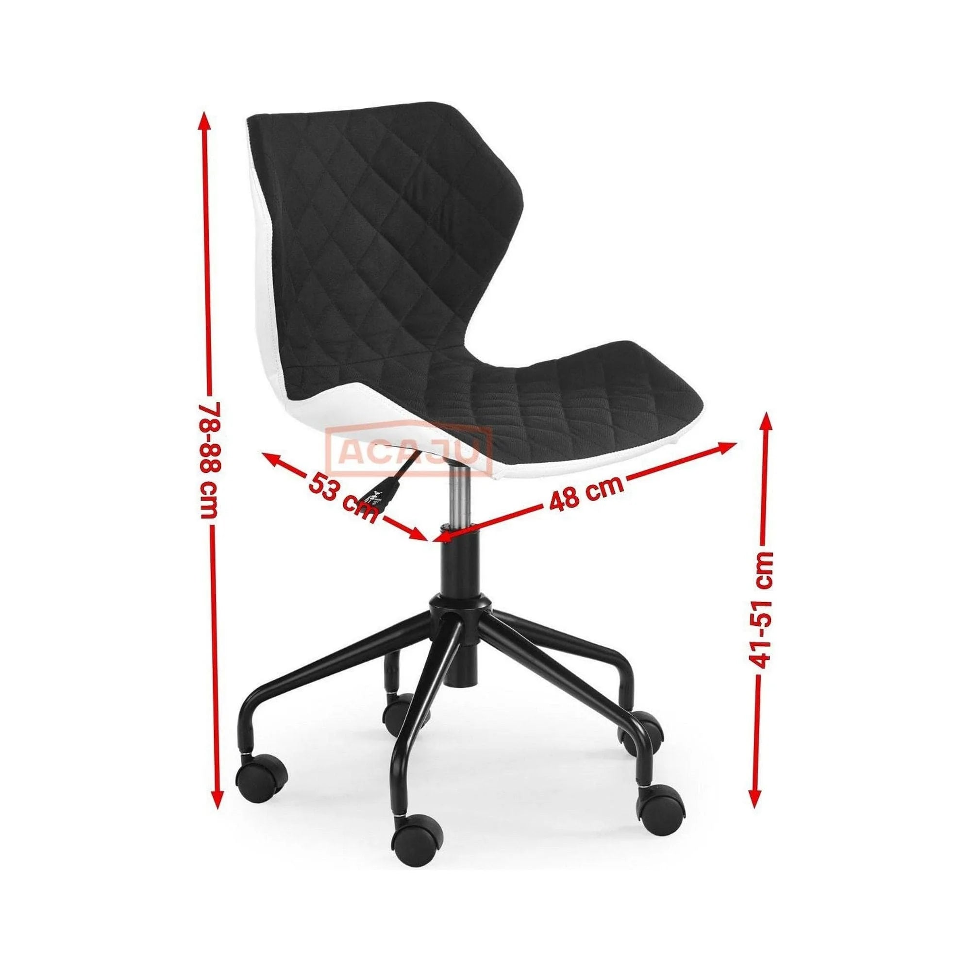 Scaun de birou MATRIX, turcoaz/negru, piele ecologica, 48x53x78/88 cm