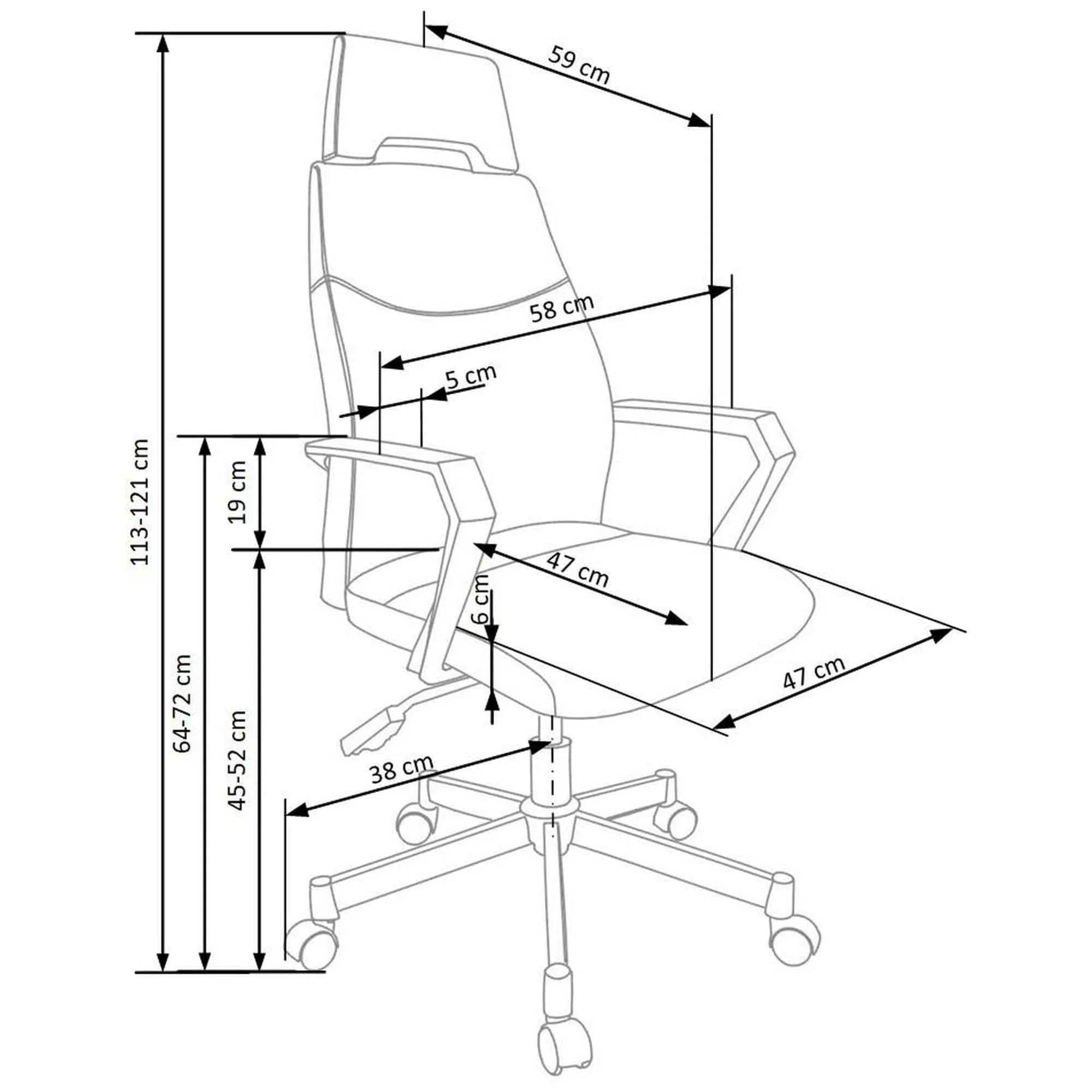 Scaun de birou OLAF, gri/negru, stofa/metal, 58x59x113/121 cm