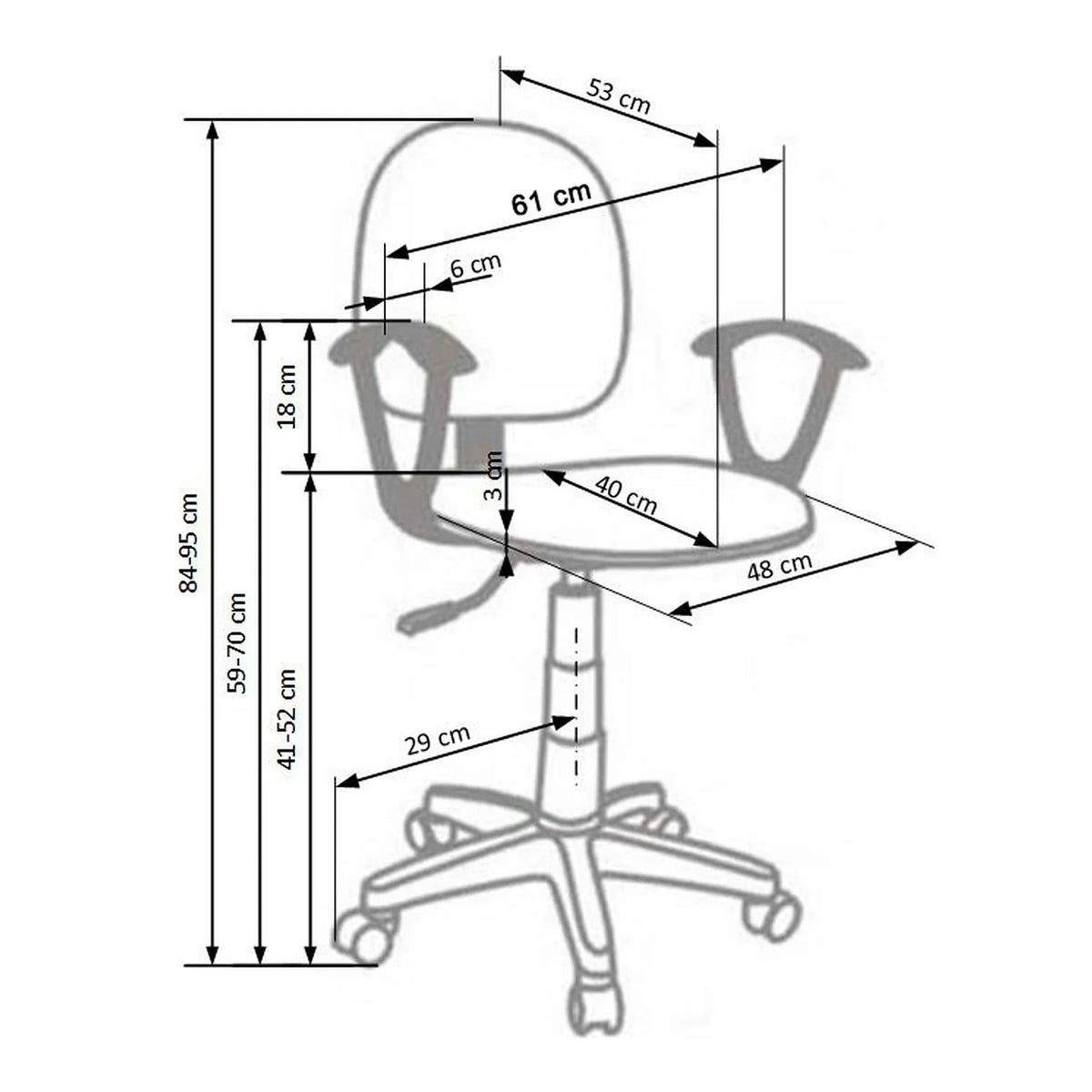 Scaun de birou pentru copii DARIAN BIS, gri, stofa/metal/plastic, 61x53x84/96 cm