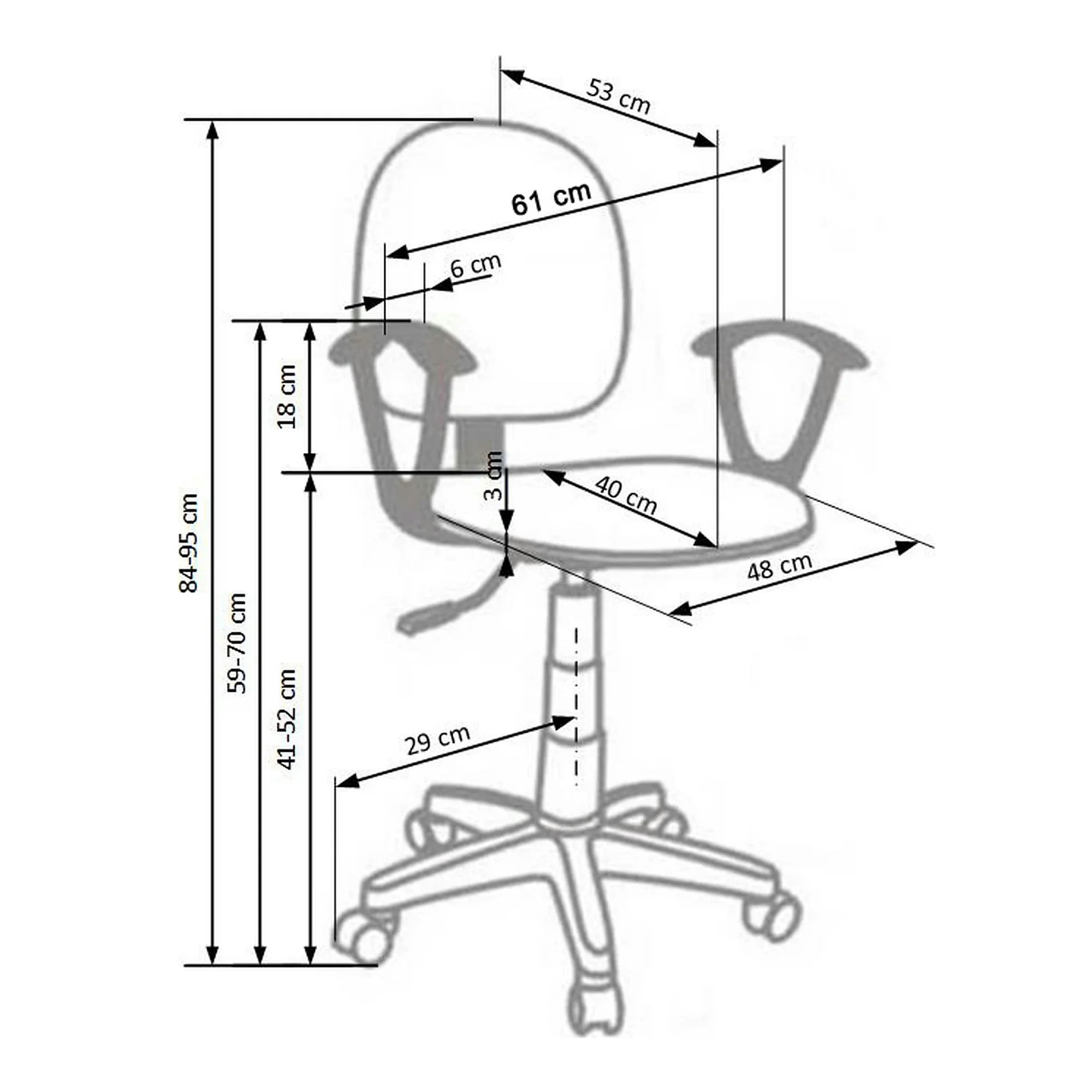 Scaun de birou pentru copii DARIAN BIS, gri, stofa/metal/plastic, 61x53x84/96 cm