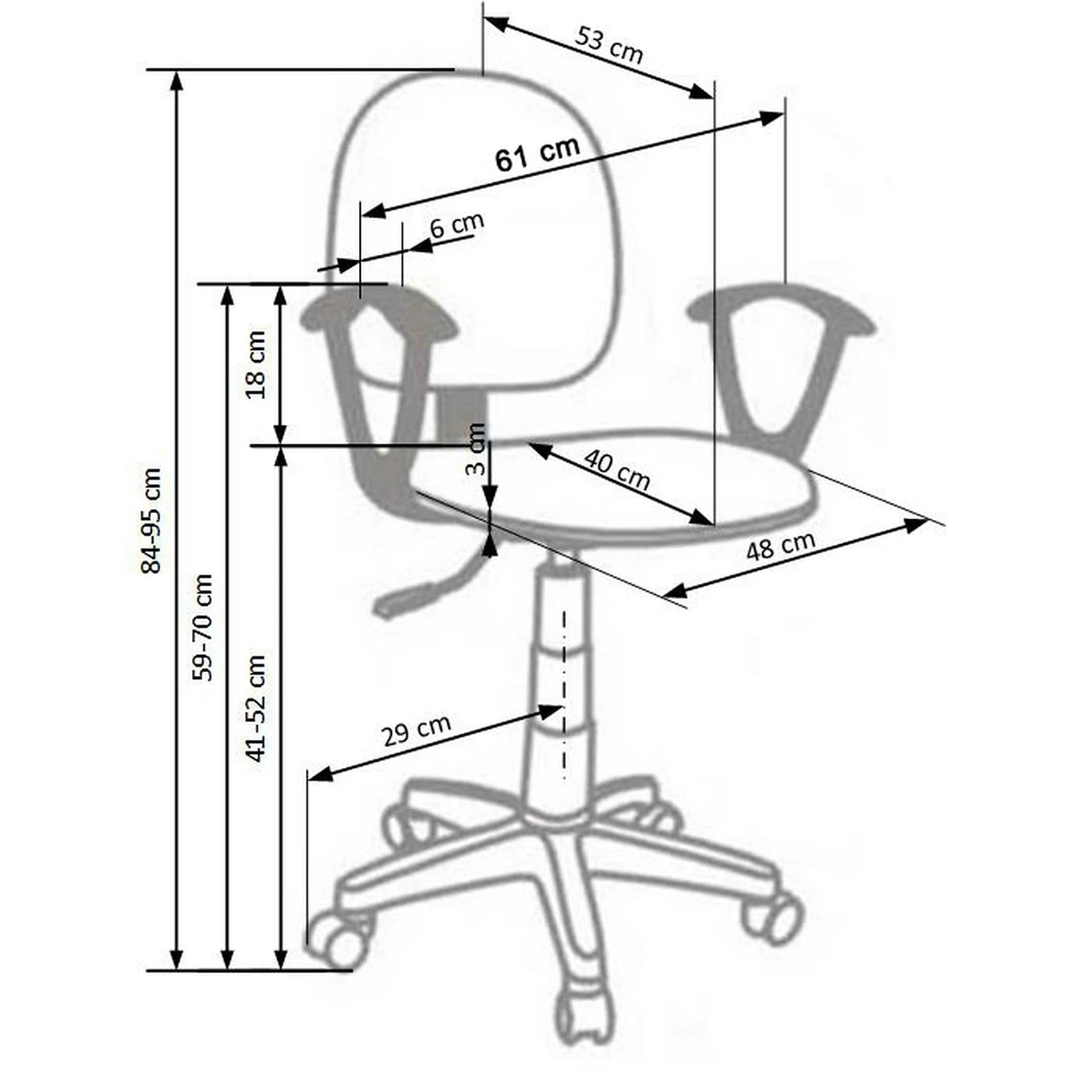 Scaun de birou pentru copii DARIAN BIS, gri, stofa/metal/plastic, 61x53x84/96 cm