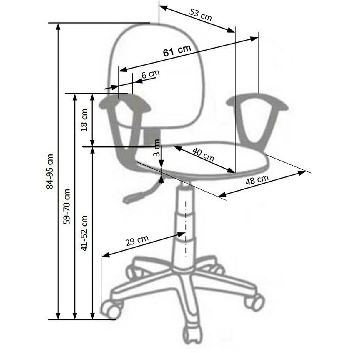 Scaun de birou pentru copii DARIAN BIS, gri, stofa/metal/plastic, 61x53x84/96 cm