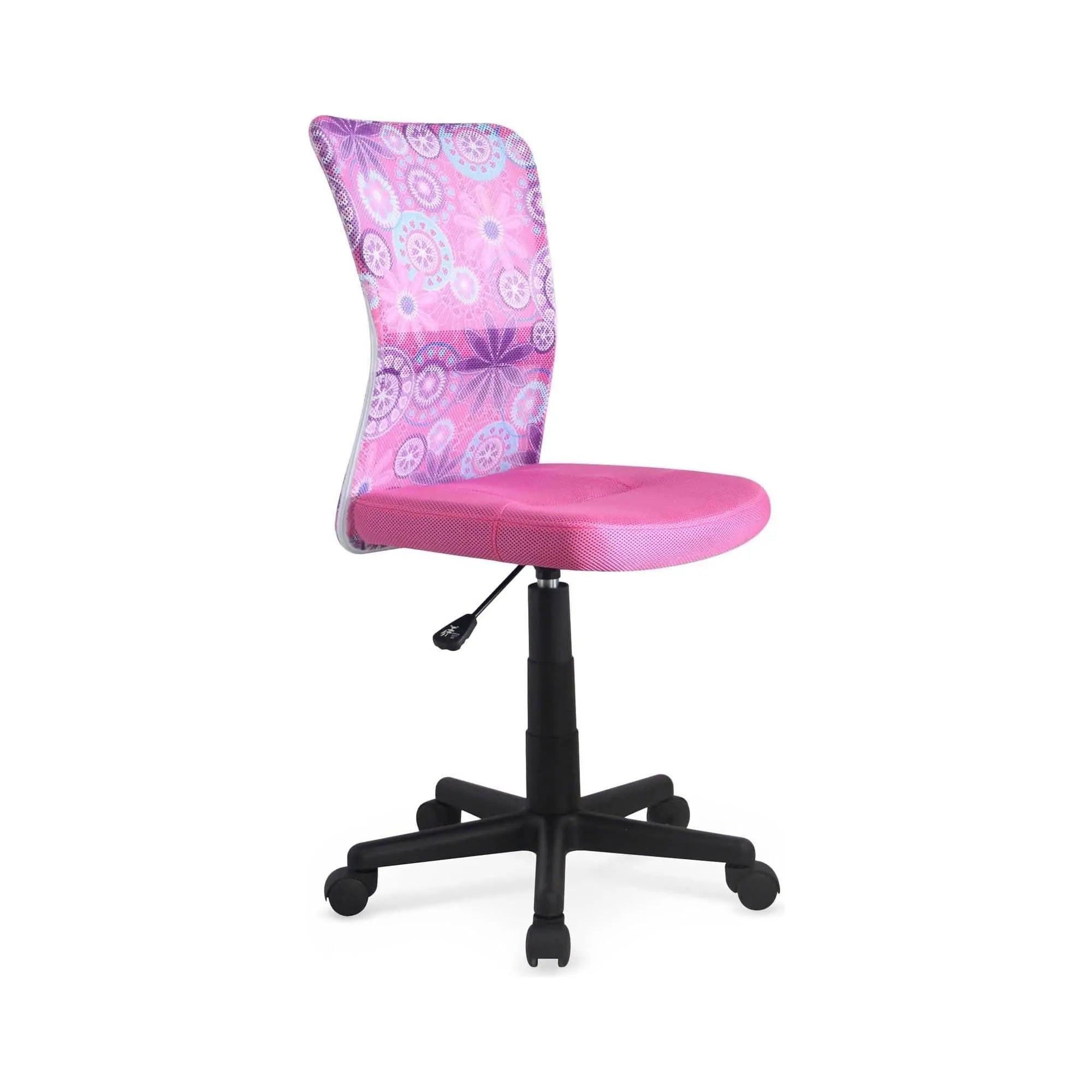 Scaun de birou pentru copii DINGO, roz, stofa/plasa/metal, 41x56x86/98 cm