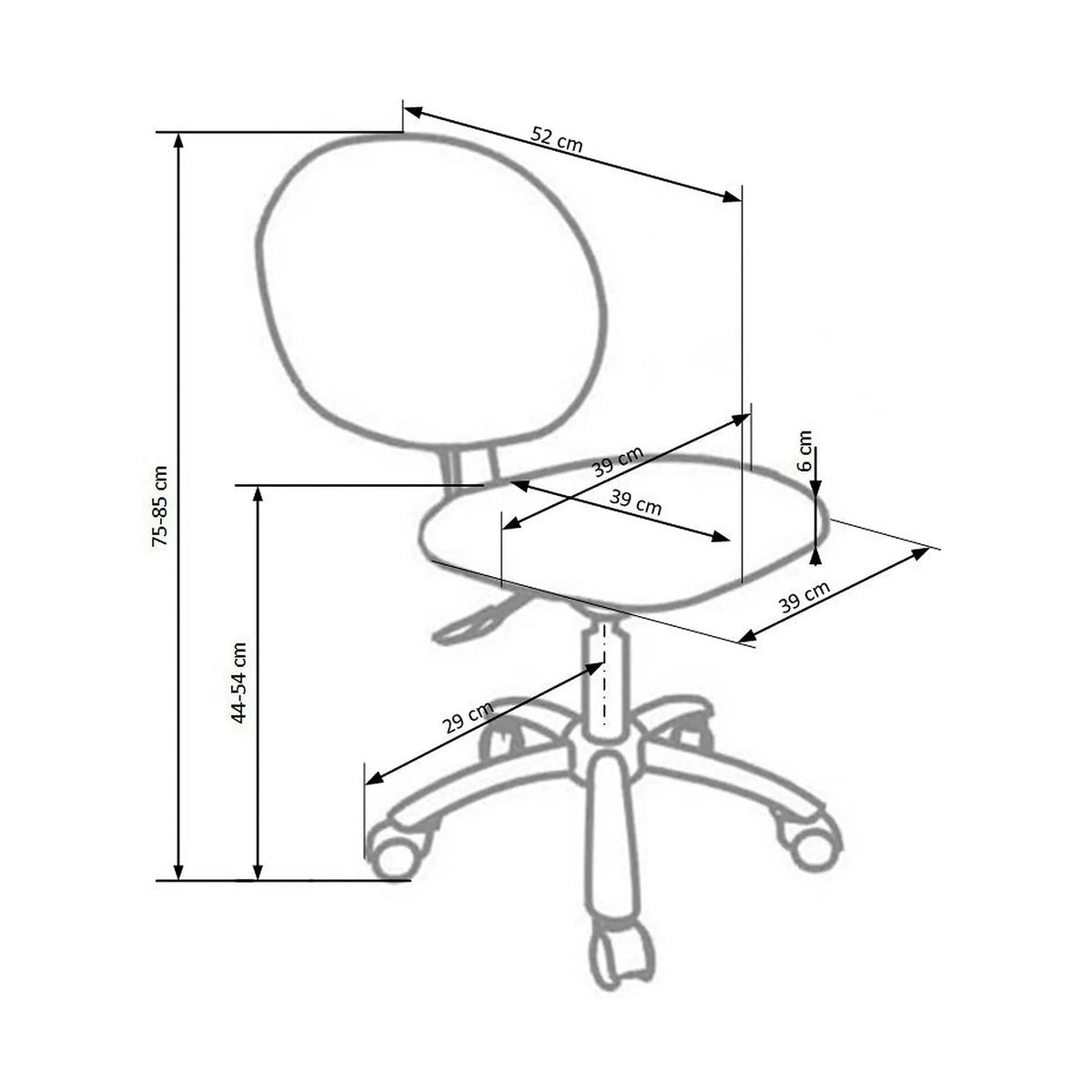 Scaun de birou pentru copii GOL, verde/alb/negru, piele ecologica, 39x52x75/85 cm