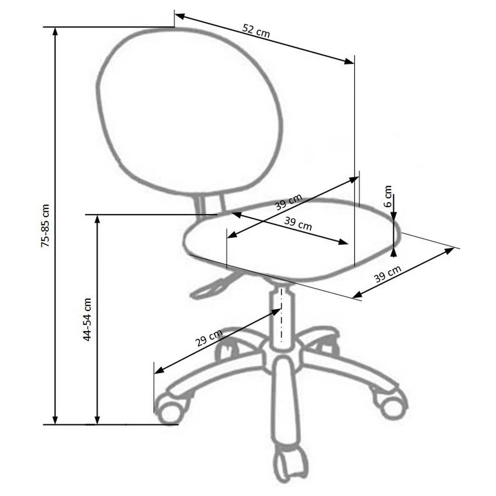 Scaun de birou pentru copii GOL, verde/alb/negru, piele ecologica, 39x52x75/85 cm