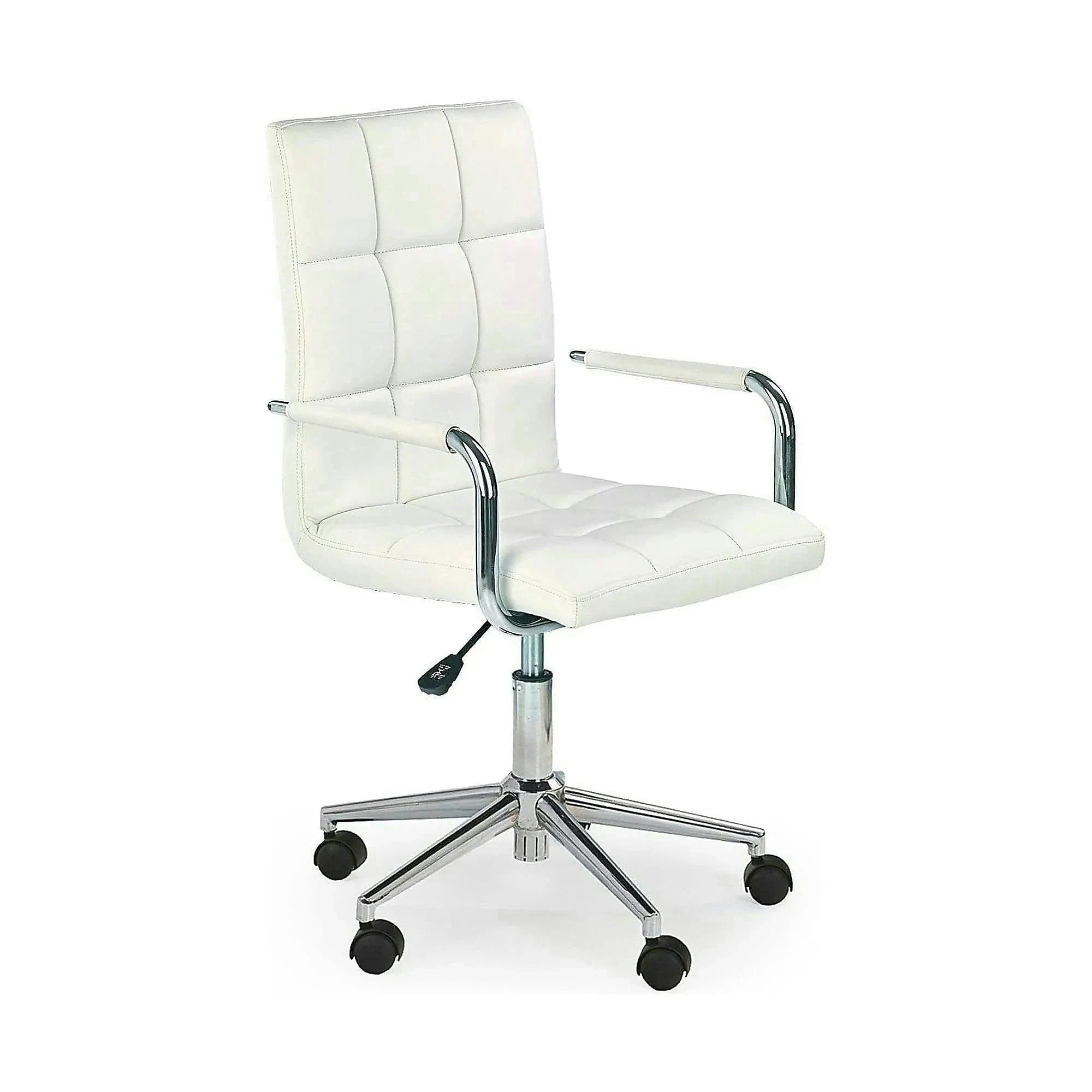 Scaun de birou pentru copii GONZO 2, alb, piele ecologica, 53x60x98/110 cm