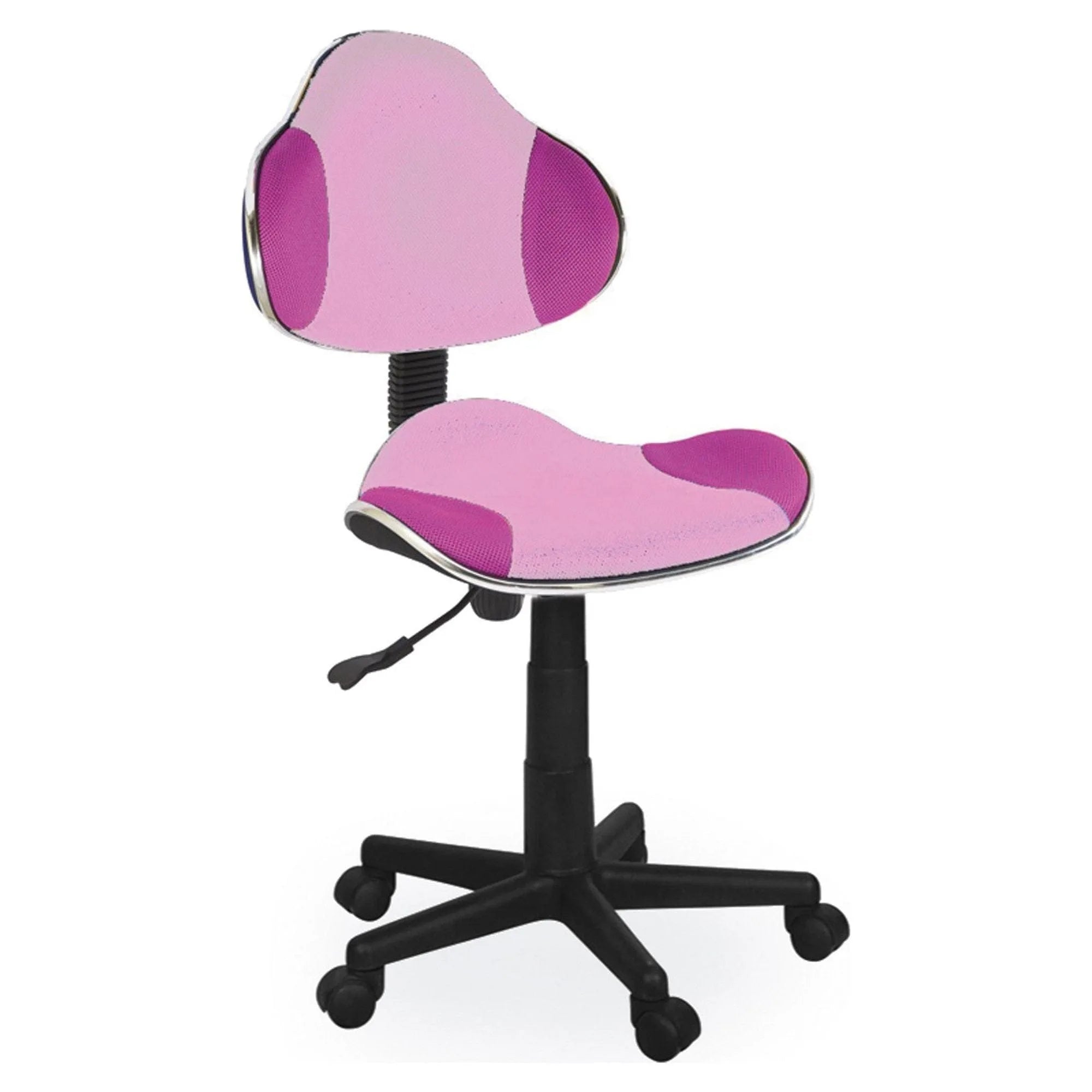 Scaun de birou pentru copii Q-G2, roz/negru, stofa/plastic, 48x41x80/92 cm