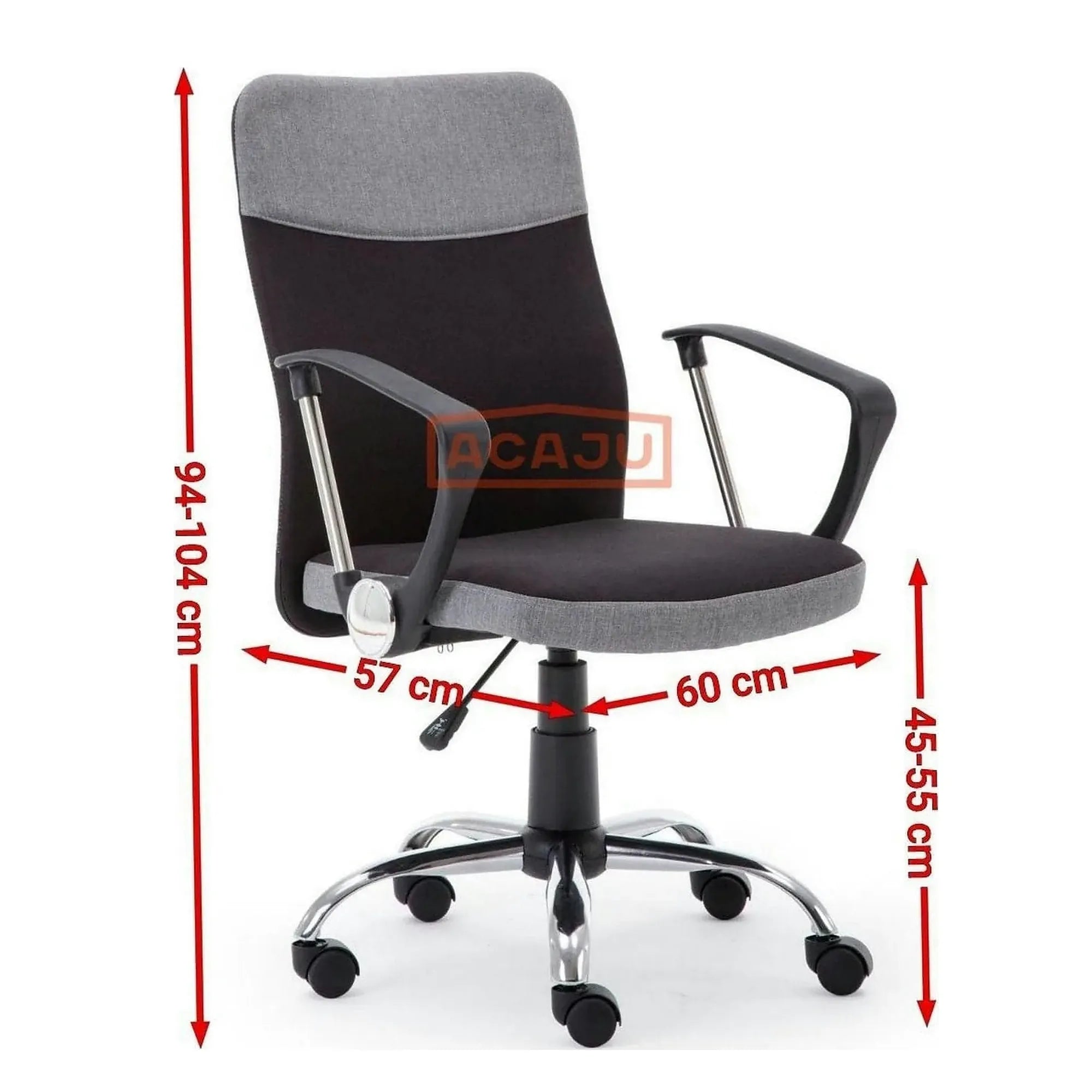 Scaun de birou pentru copii TOPIC, gri/negru, stofa, 60x57x94/104 cm