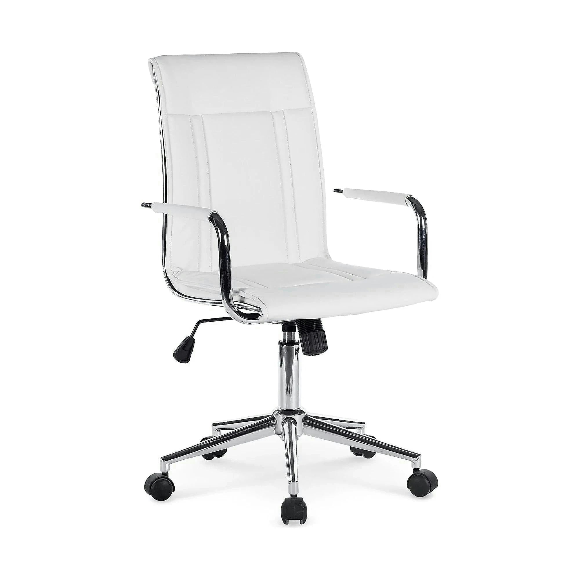 Scaun de birou PORTO 2, alb, piele ecologica, 53x57x97/107 cm
