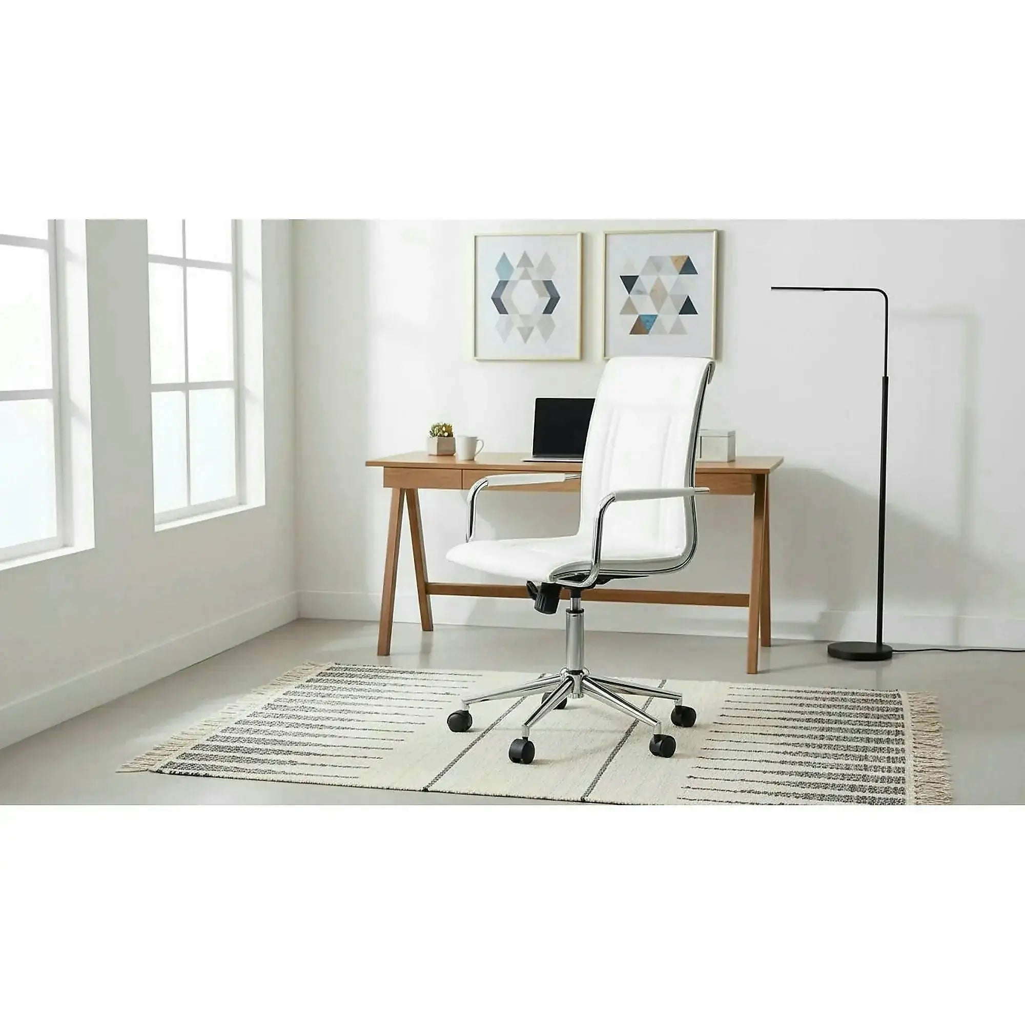 Scaun de birou PORTO 2, alb, piele ecologica, 53x57x97/107 cm