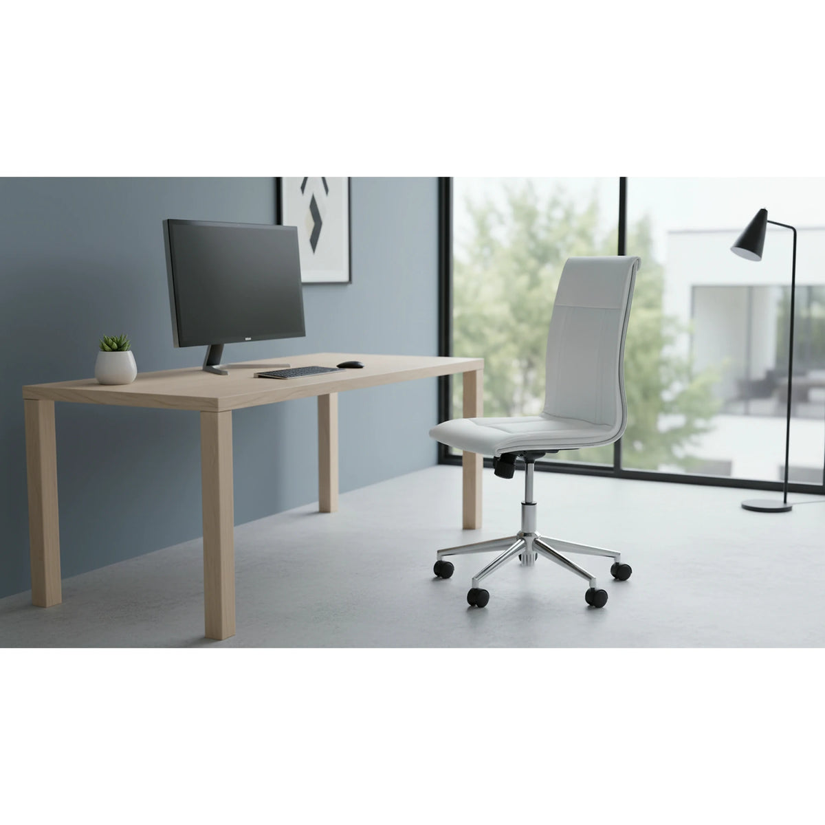 Scaun de birou PORTO, alb, piele ecologica, 44x57x97/107 cm