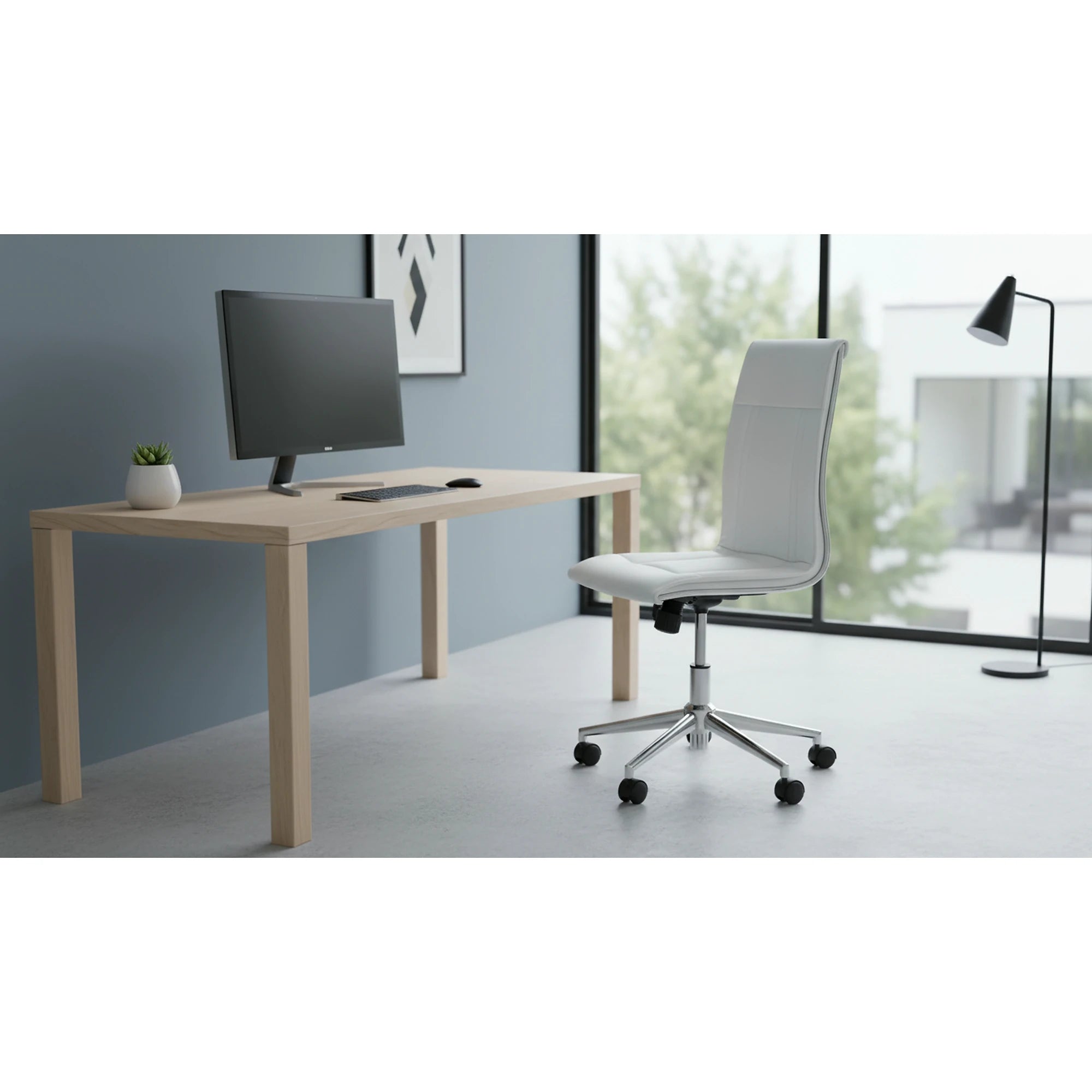 Scaun de birou PORTO, alb, piele ecologica, 44x57x97/107 cm
