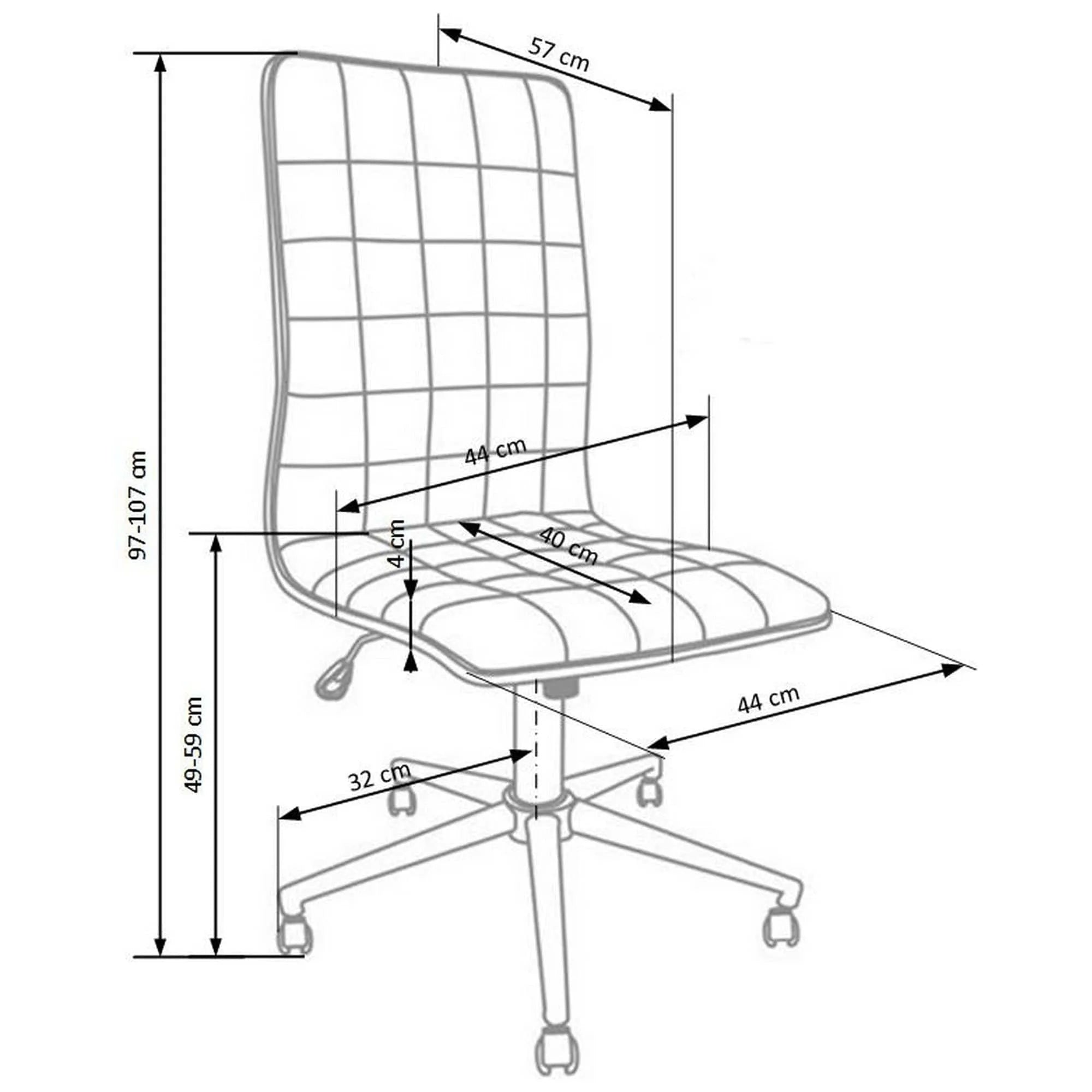 Scaun de birou PORTO, alb, piele ecologica, 44x57x97/107 cm