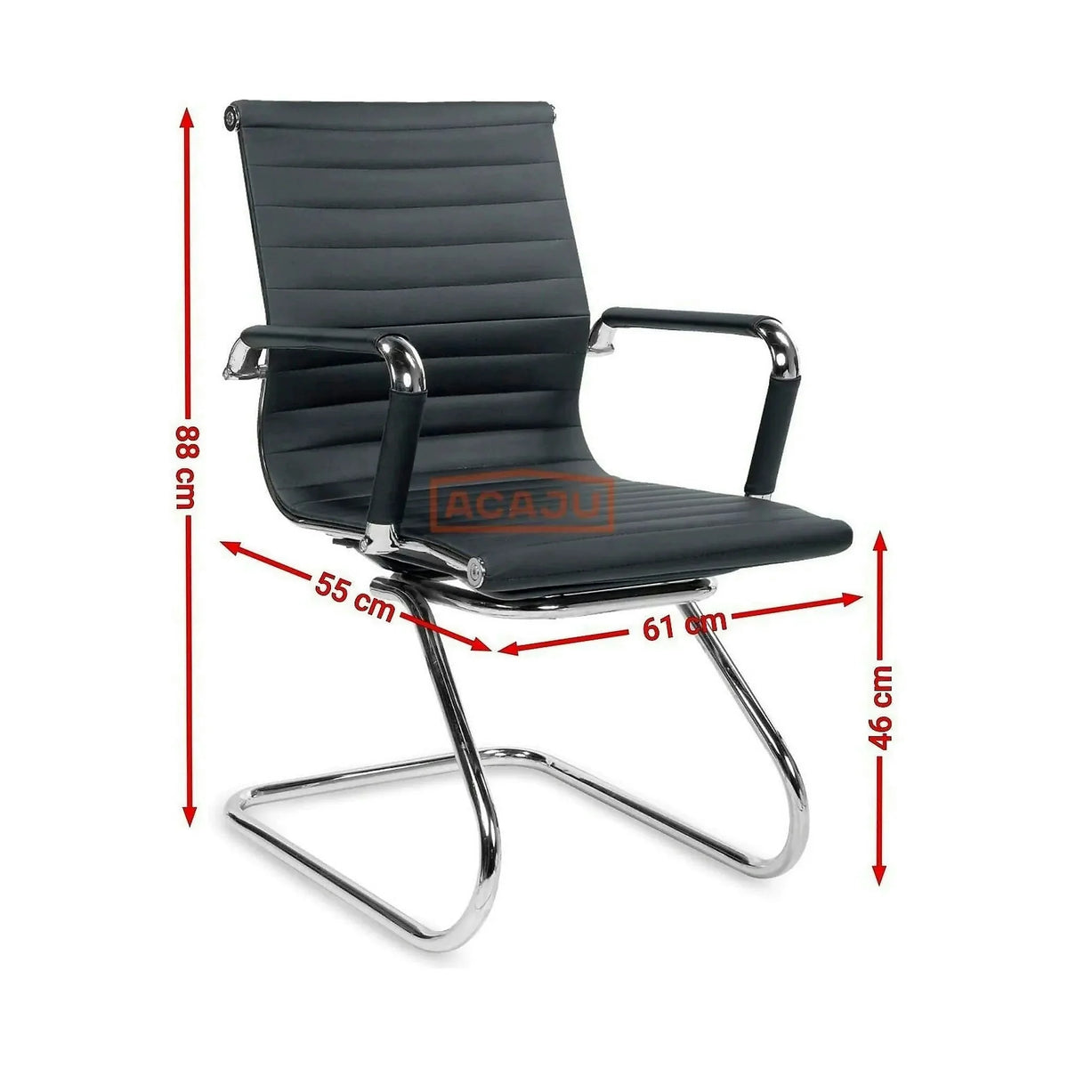 Scaun de birou PRESTIGE, negru, piele ecologica/otel, 61x55x88 cm