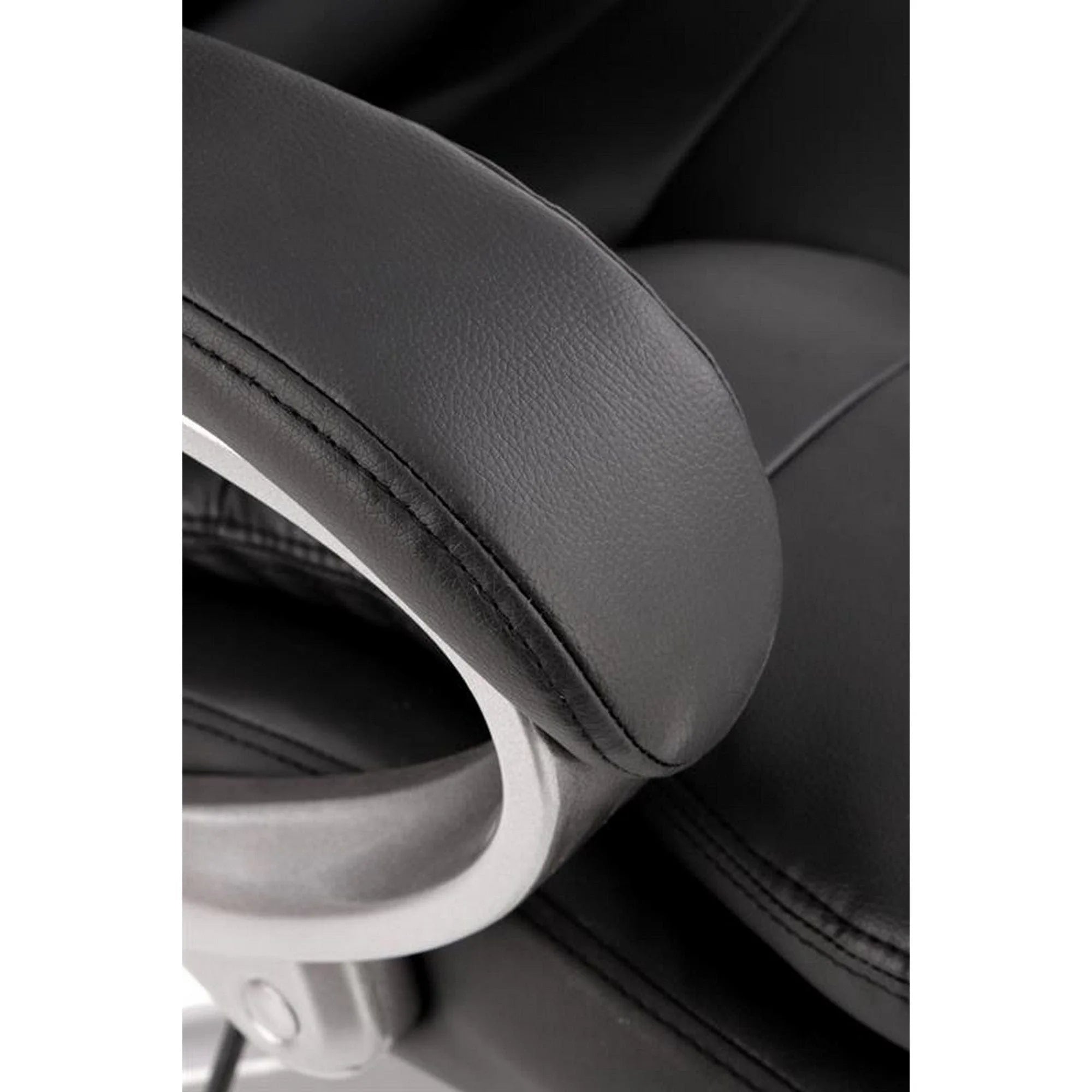 Scaun de birou PRESTON, negru/crom, piele ecologica/metal, 66x72x114/124 cm