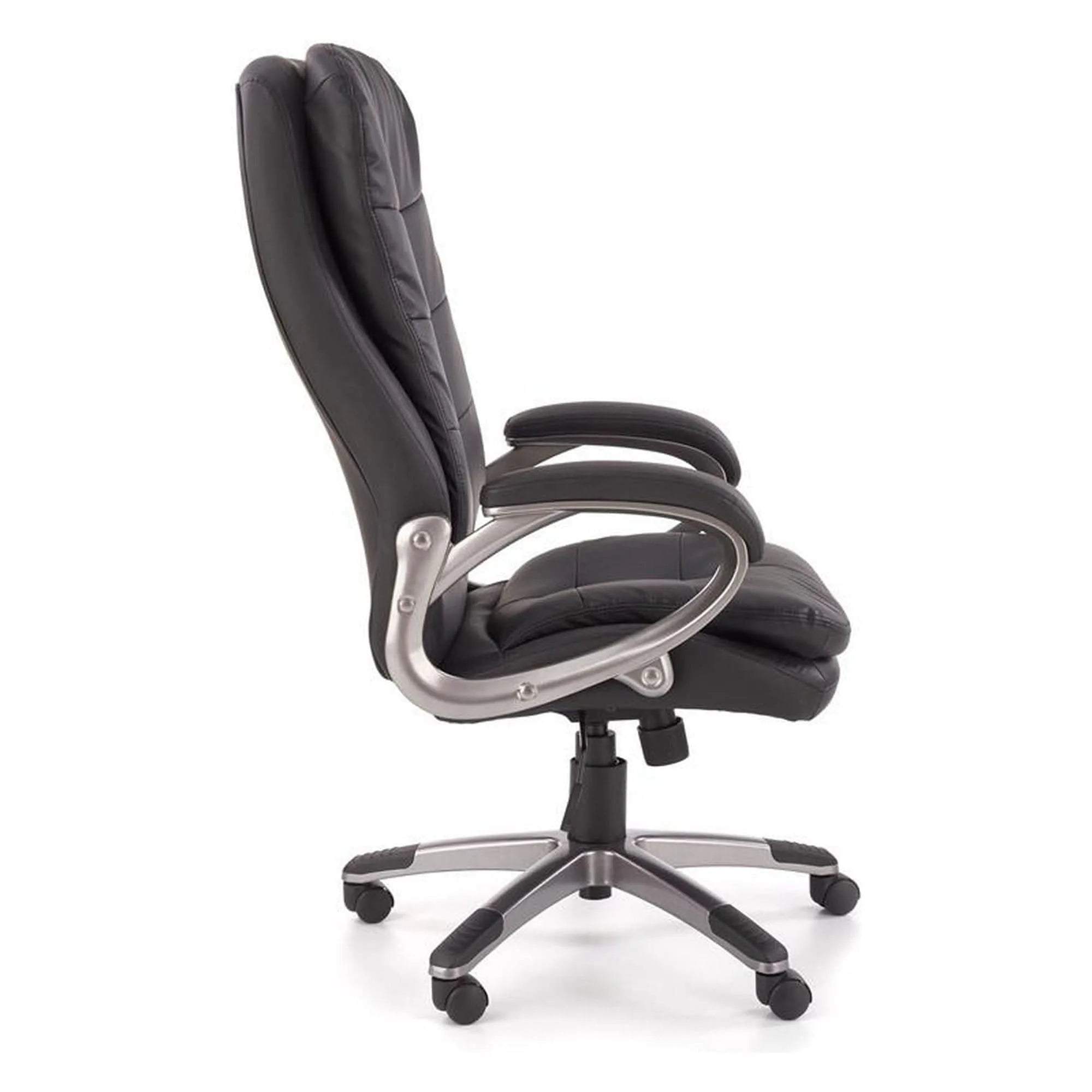 Scaun de birou PRESTON, negru/crom, piele ecologica/metal, 66x72x114/124 cm