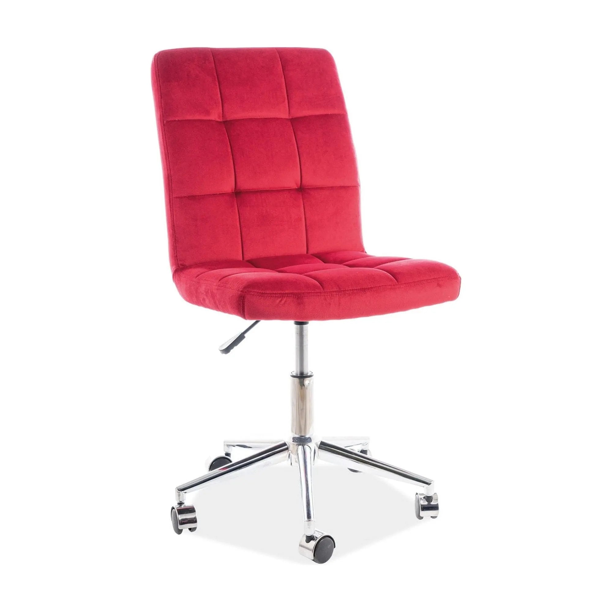 Scaun de birou Q-020, bordo/crom, stofa catifelata/metal/plastic, 51x40x87/97 cm