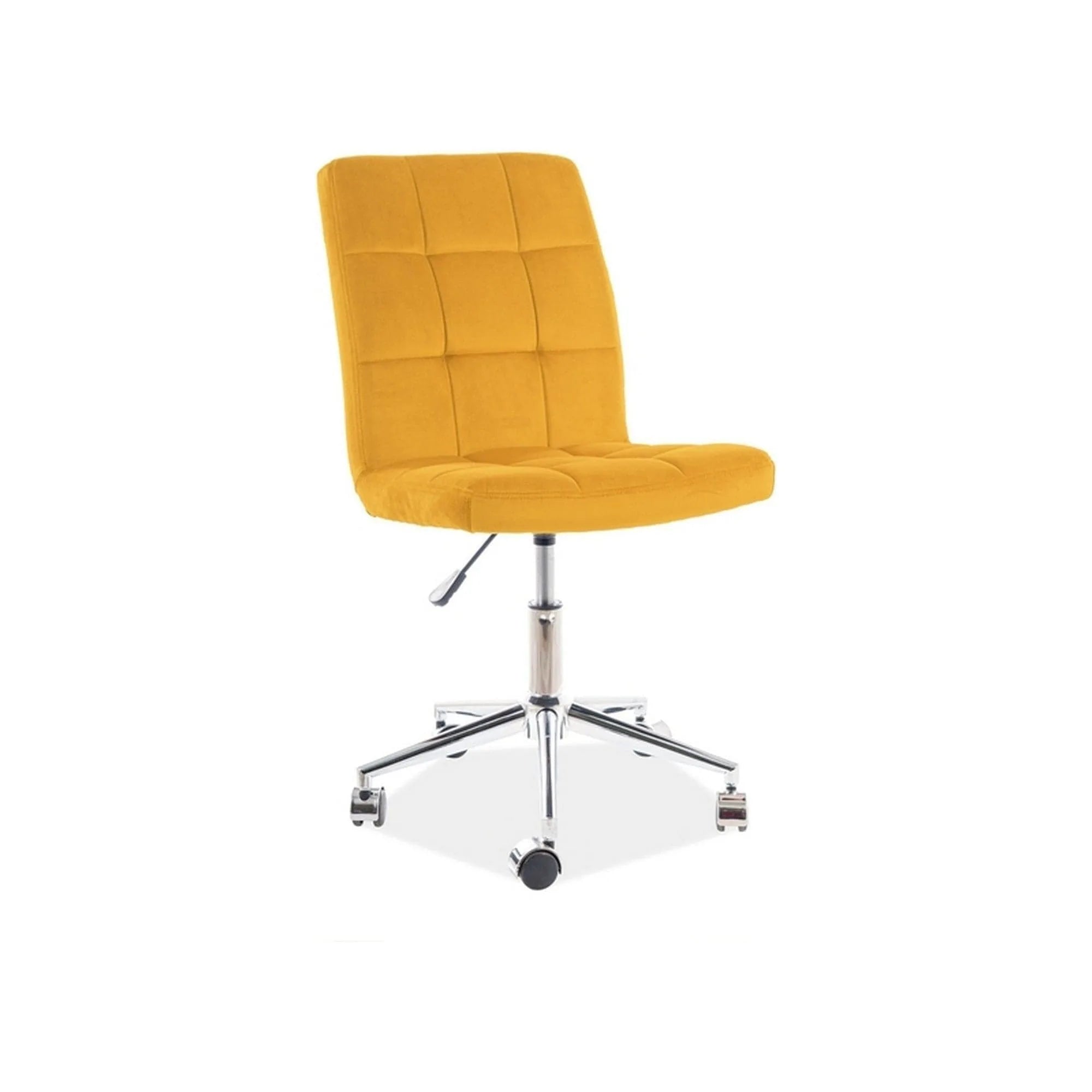 Scaun de birou Q-020, galben/crom, stofa catifelata/metal/plastic, 51x40x87/97 cm