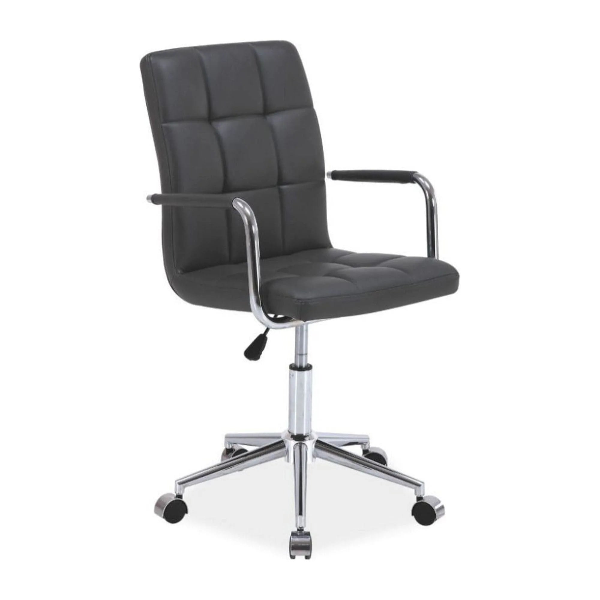 Scaun de birou Q-022, gri, piele ecologica/metal, 51x40x87/97 cm