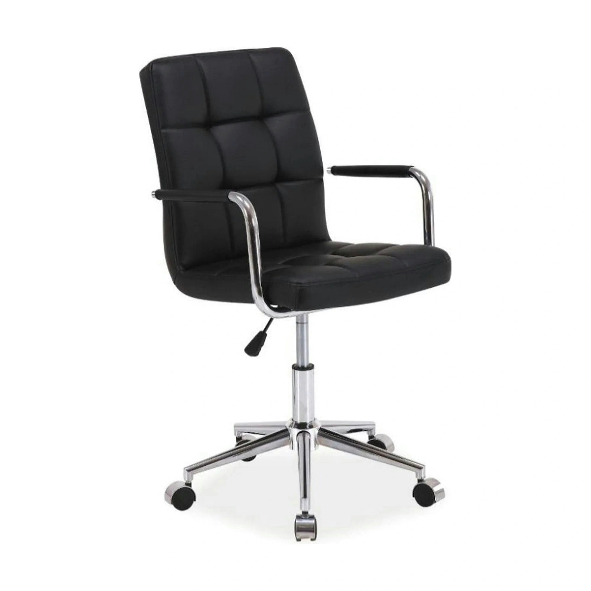 Scaun de birou Q-022, negru, piele ecologica/metal/plastic, 51x40x87/97 cm