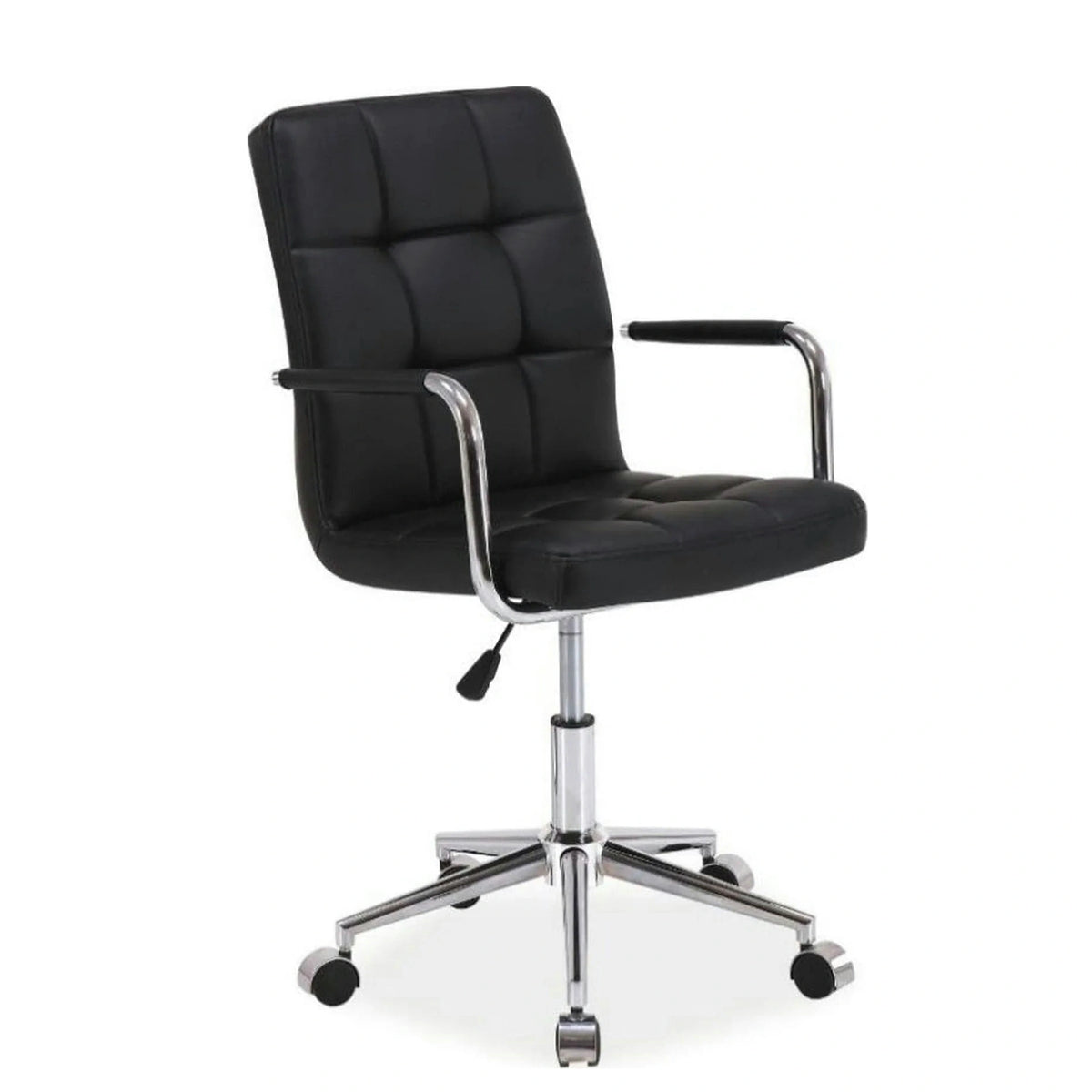 Scaun de birou Q-022, negru, piele ecologica/metal/plastic, 51x40x87/97 cm