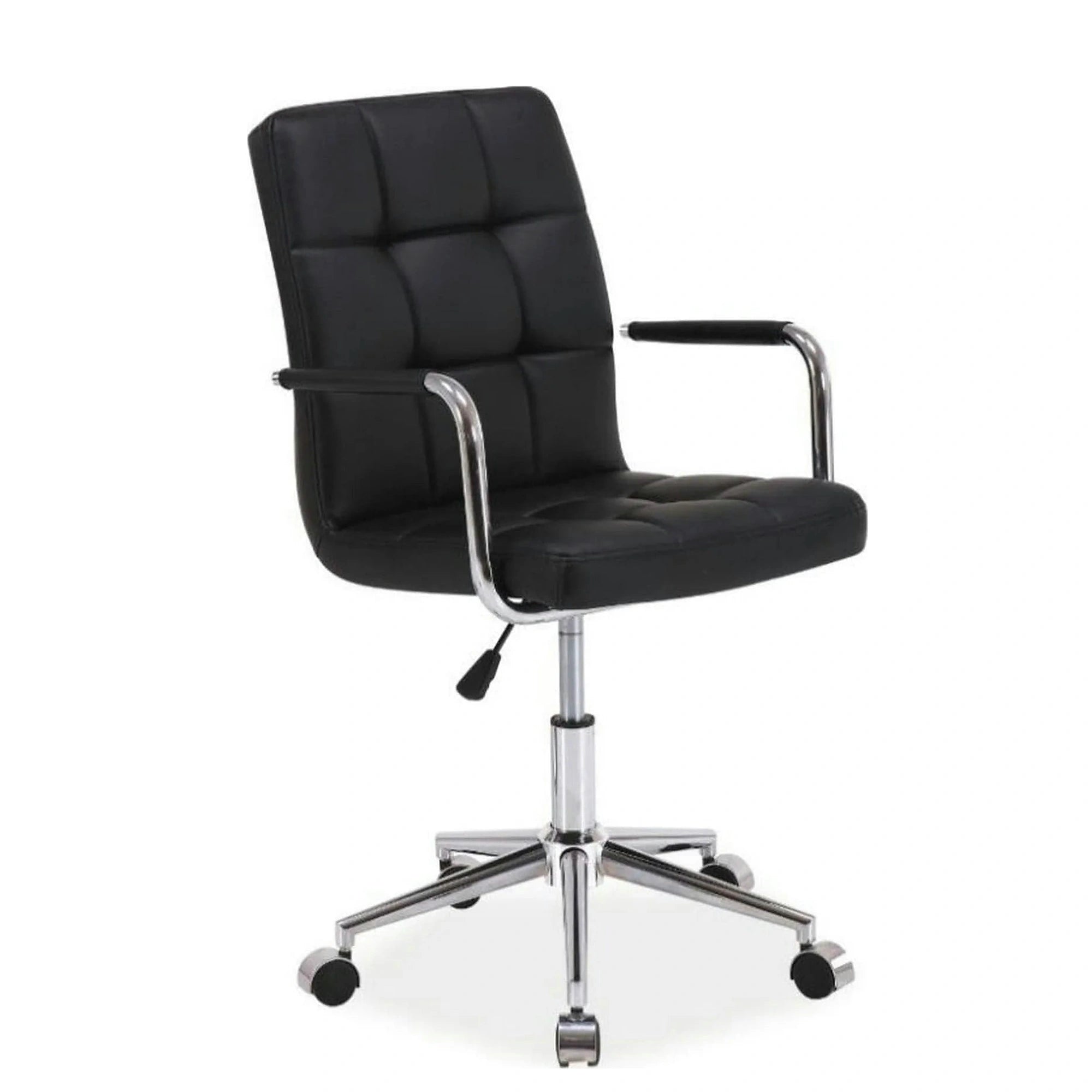Scaun de birou Q-022, negru, piele ecologica/metal/plastic, 51x40x87/97 cm