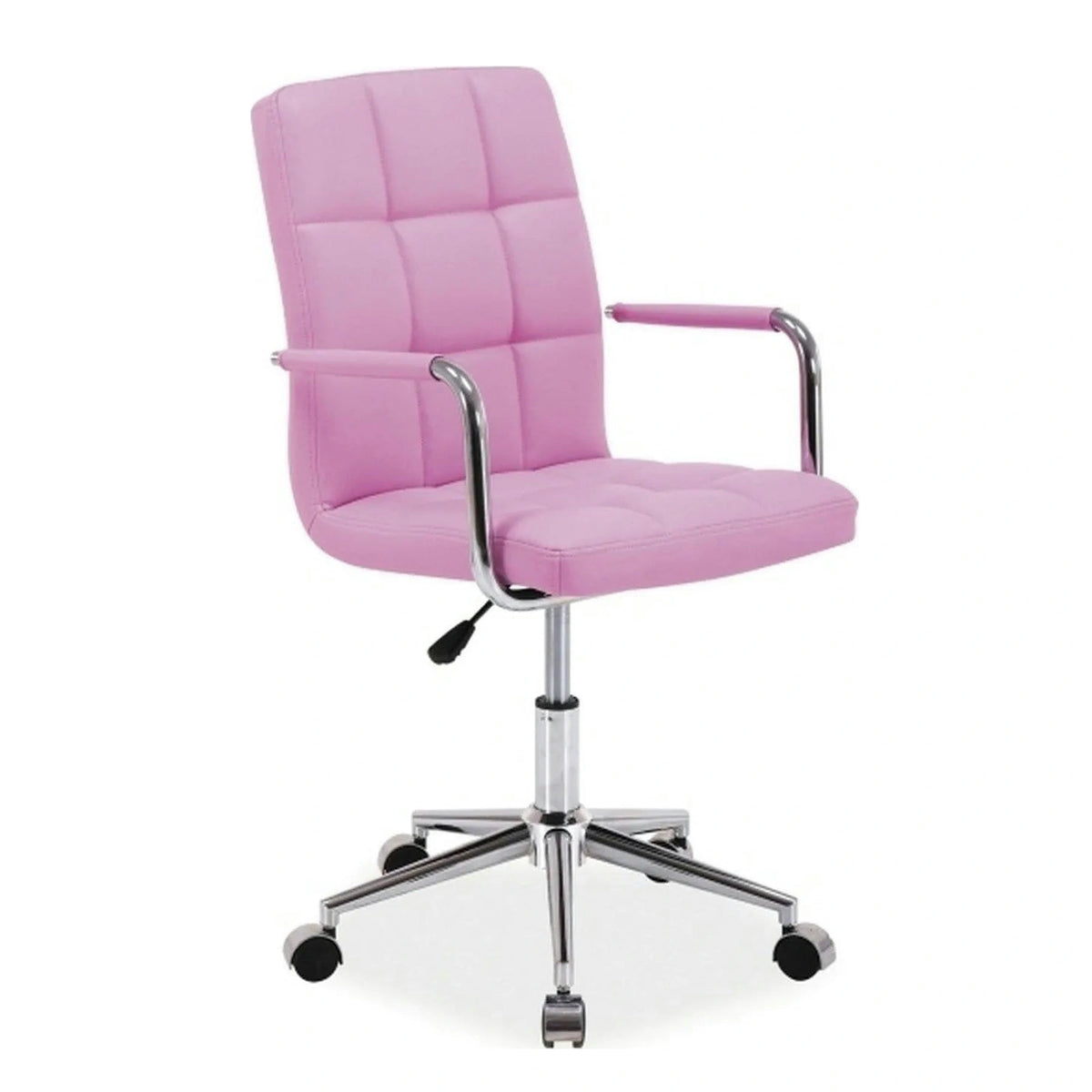 Scaun de birou Q-022, roz/crom, piele ecologica/metal, 51x40x87/97 cm