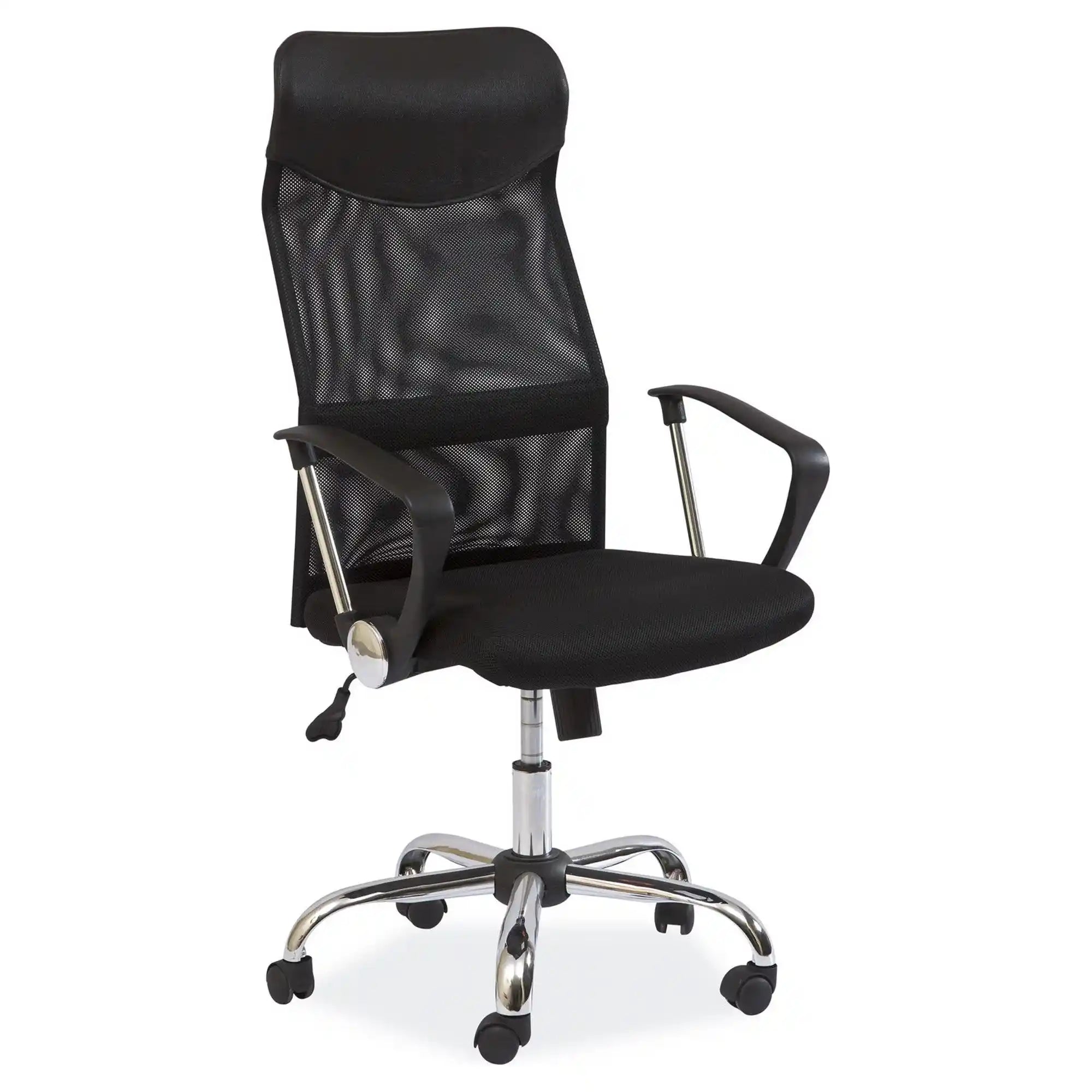 Scaun de birou Q-025, negru, stofa/plasa/metal, 62x50x107/116 cm