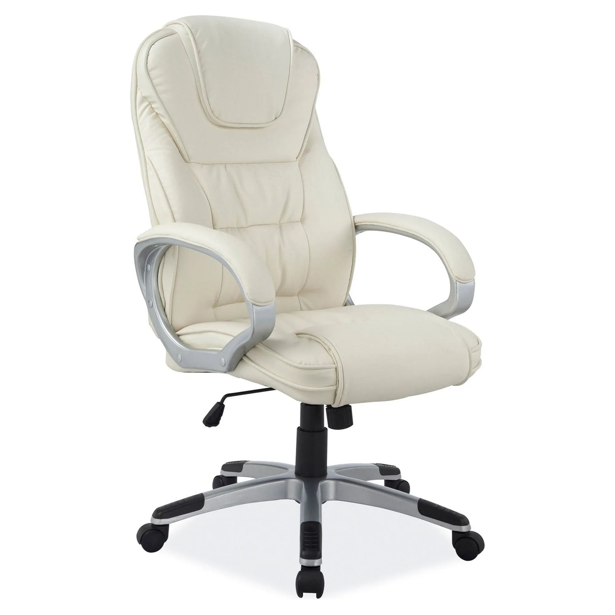 Scaun de birou Q-031, bej, piele ecologica, 64x48x112/120 cm