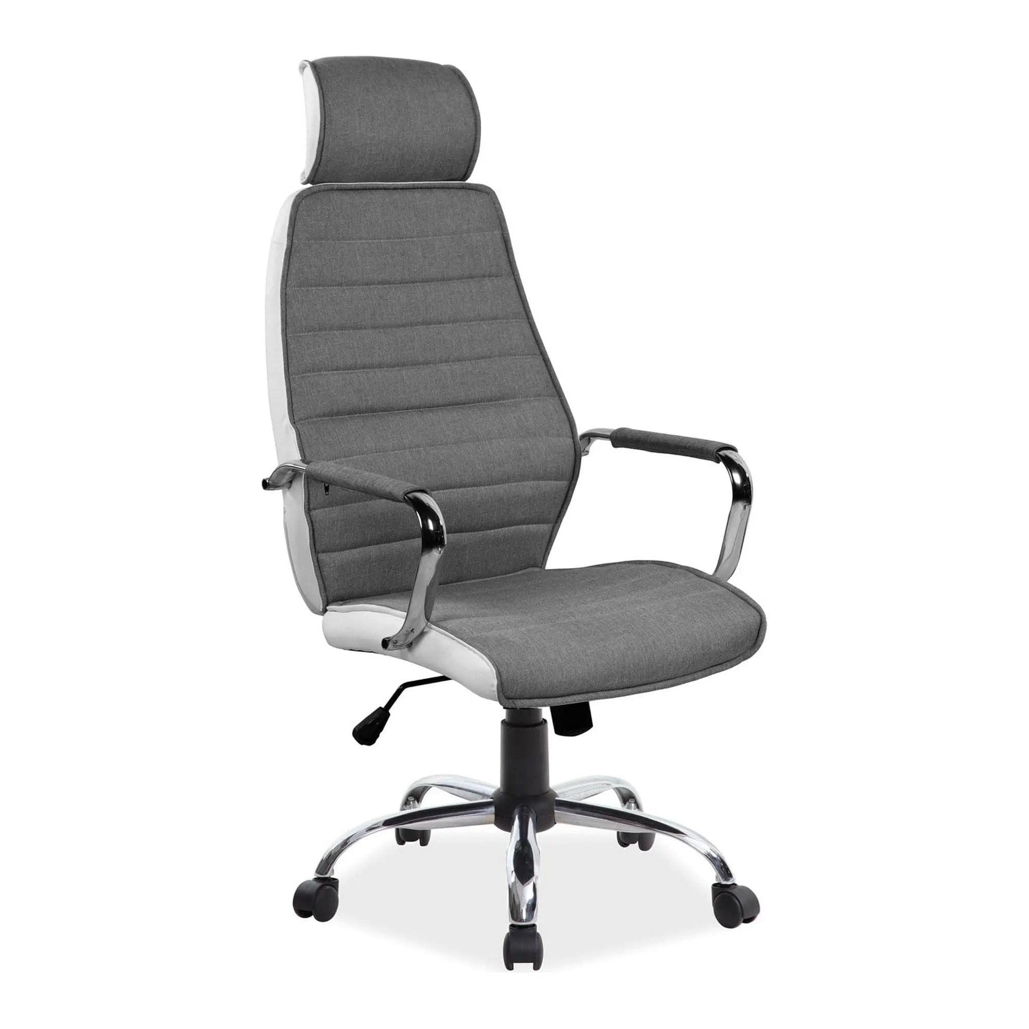 Scaun de birou Q-035, gri/alb, piele ecologica, 59x52x121/131 cm