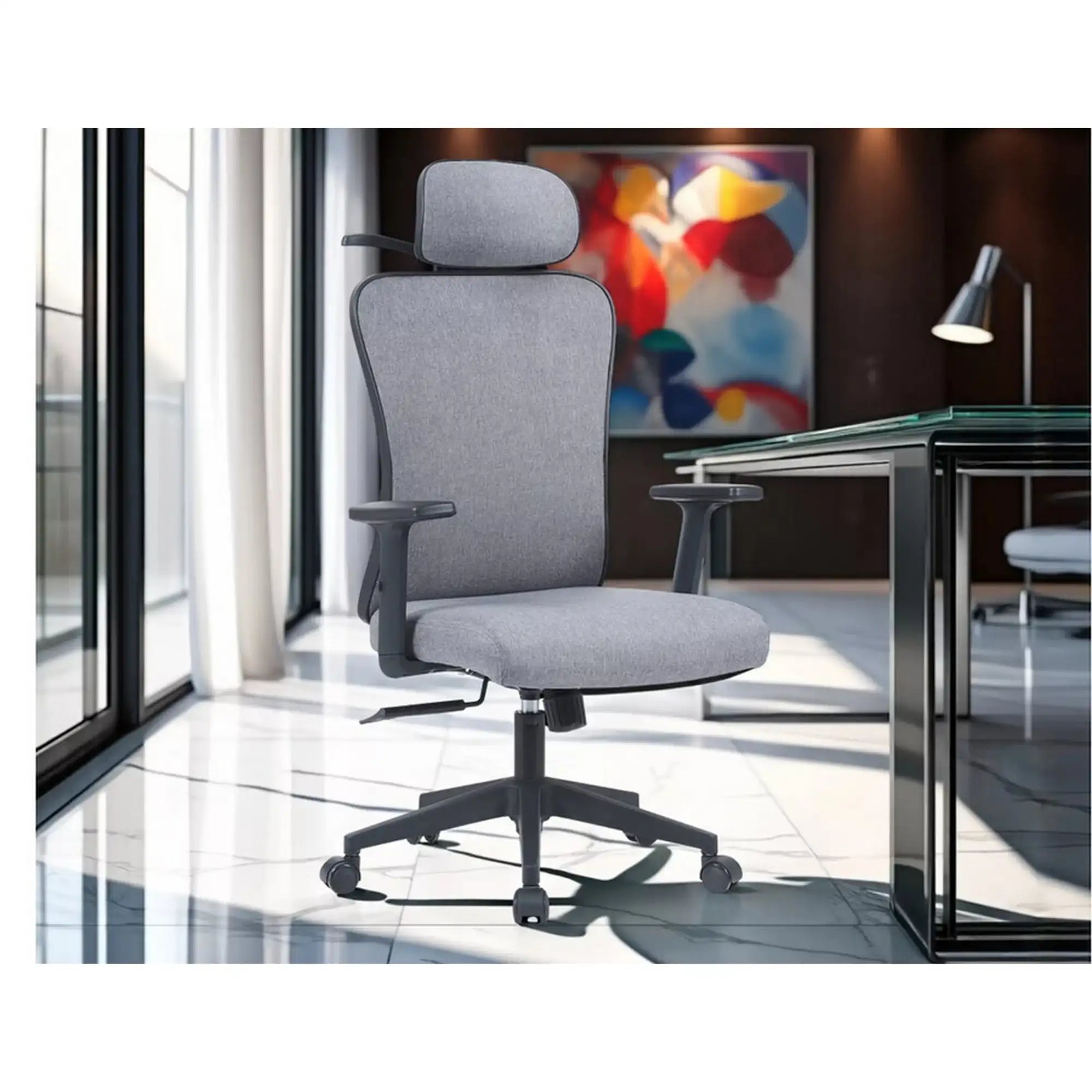 Scaun de birou Q-080 M, gri, 67x50x115/125 cm