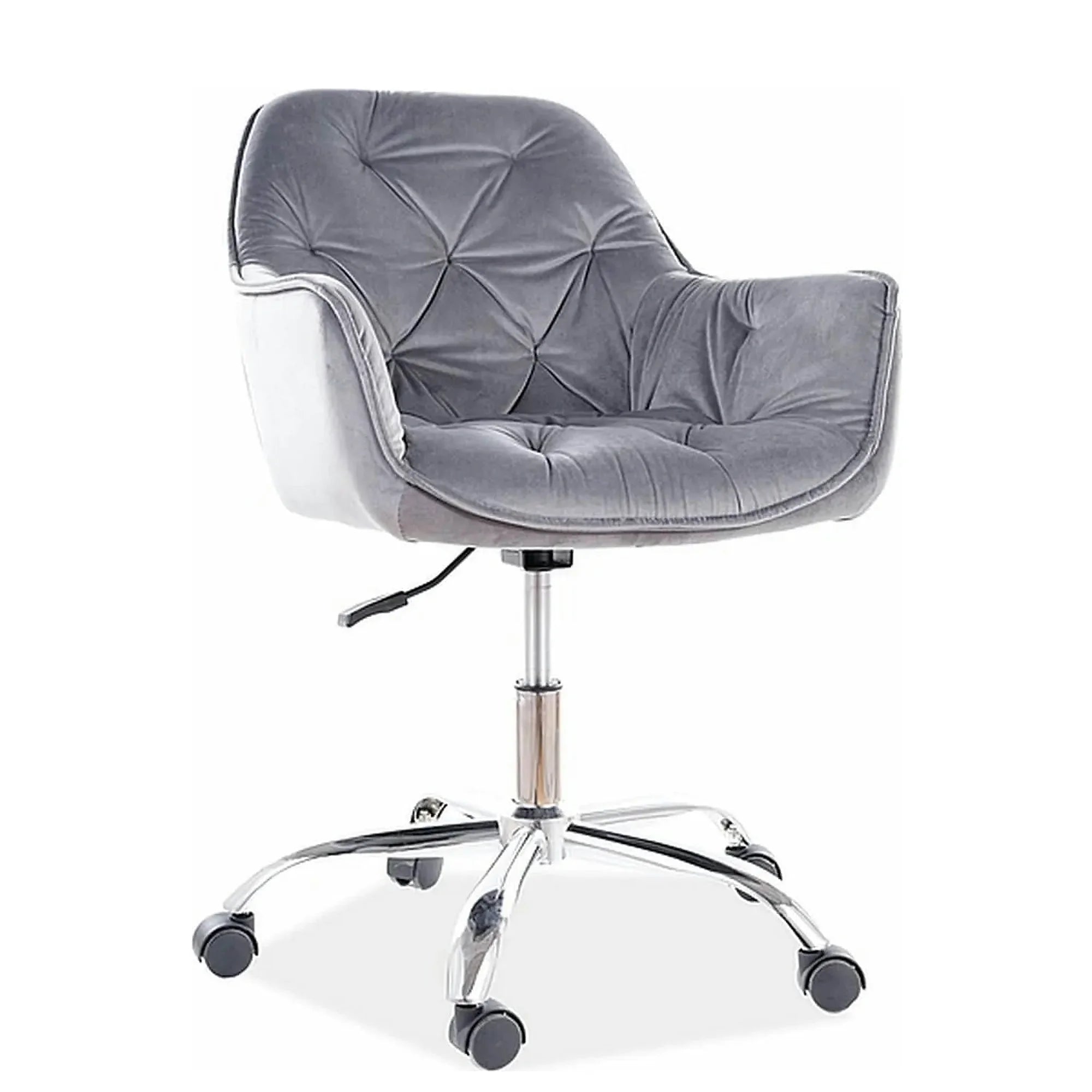 Scaun de birou Q-190, gri/crom, stofa catifelata/metal, 60x44x80/90 cm