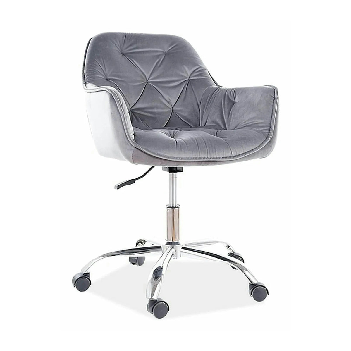Scaun de birou Q-190, gri/crom, stofa catifelata/metal, 60x44x80/90 cm