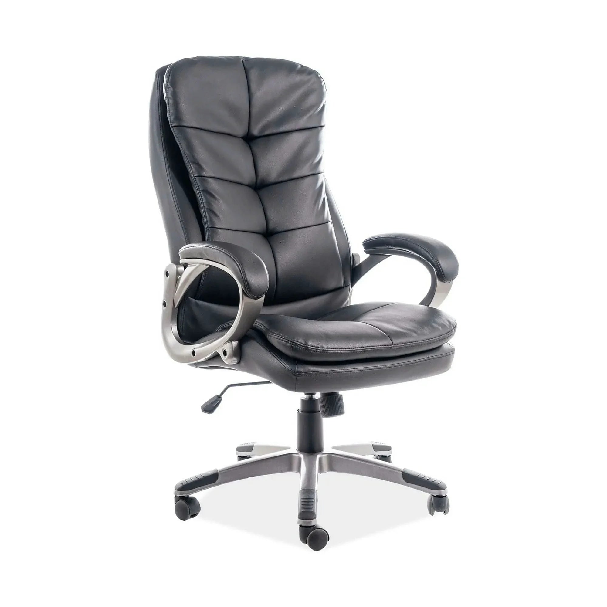 Scaun de birou Q-270, negru/crom, piele ecologica/metal, 66x50x114/124 cm
