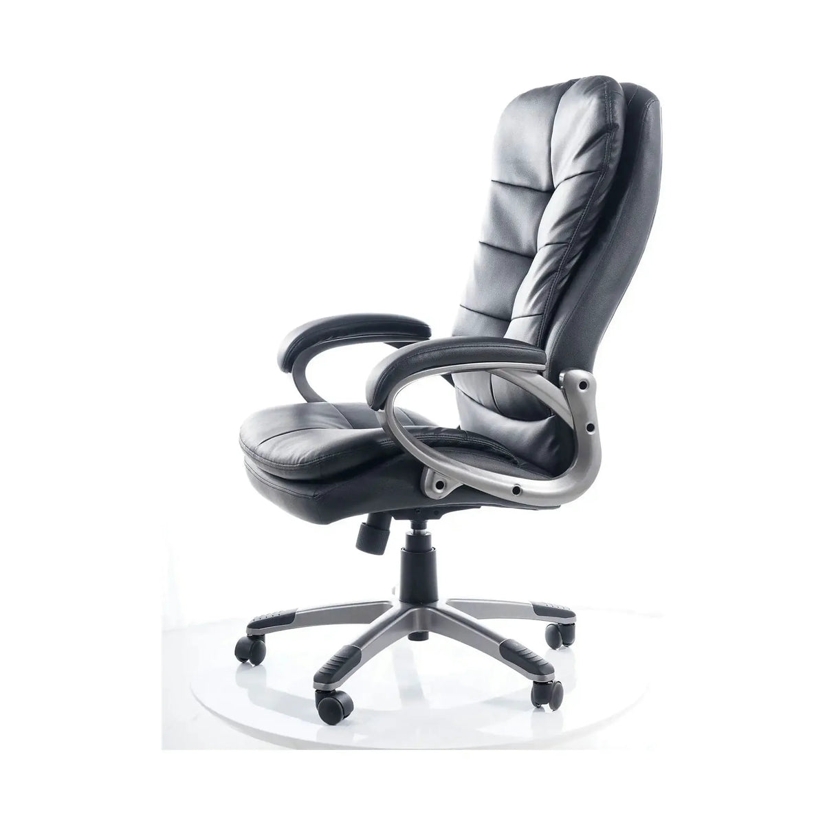Scaun de birou Q-270, negru/crom, piele ecologica/metal, 66x50x114/124 cm