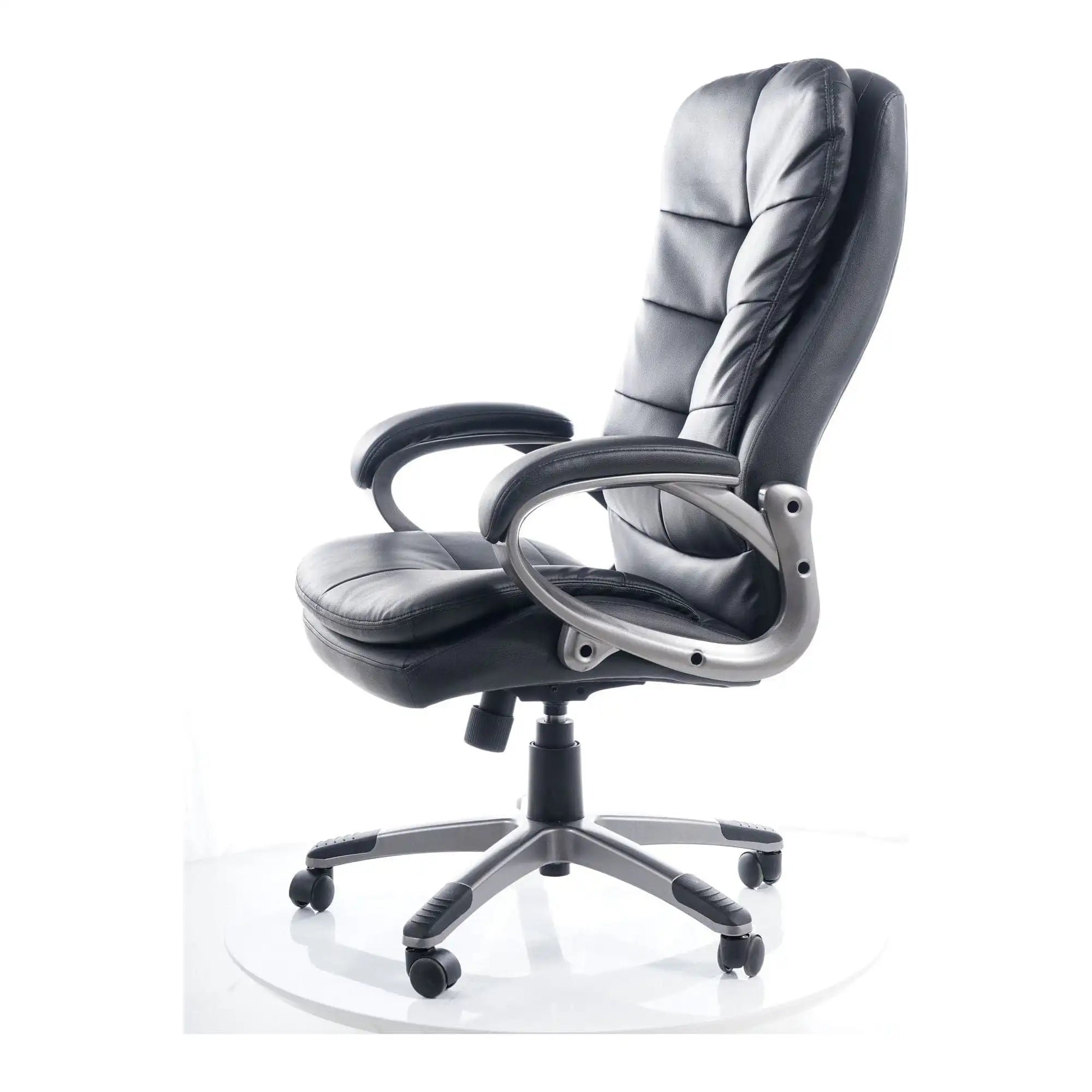 Scaun de birou Q-270, negru/crom, piele ecologica/metal, 66x50x114/124 cm