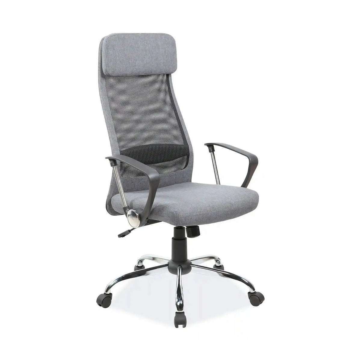 Scaun de birou Q-345, gri, stofa mesh/metal/plastic, 62x49x118/128 cm