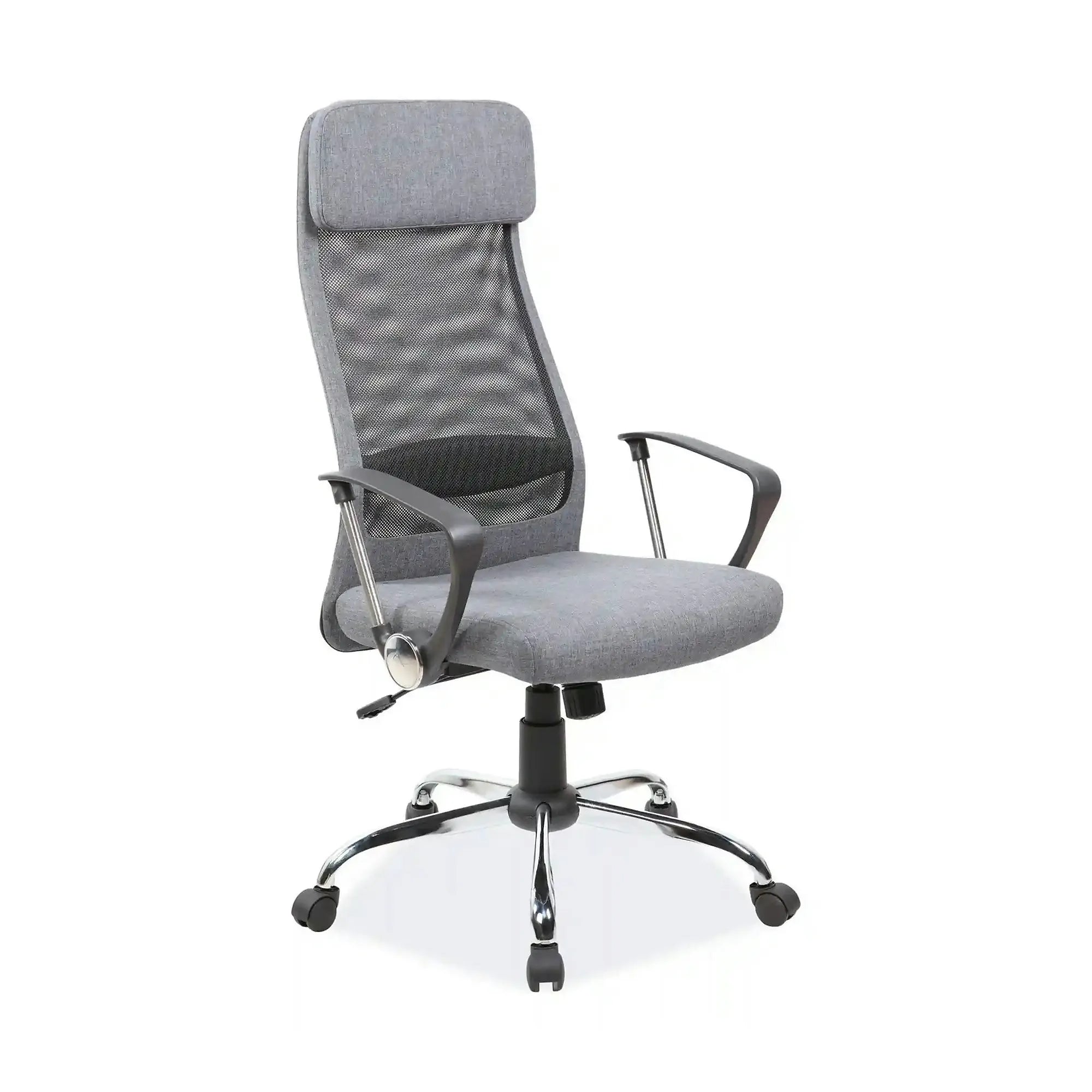 Scaun de birou Q-345, gri, stofa mesh/metal/plastic, 62x49x118/128 cm