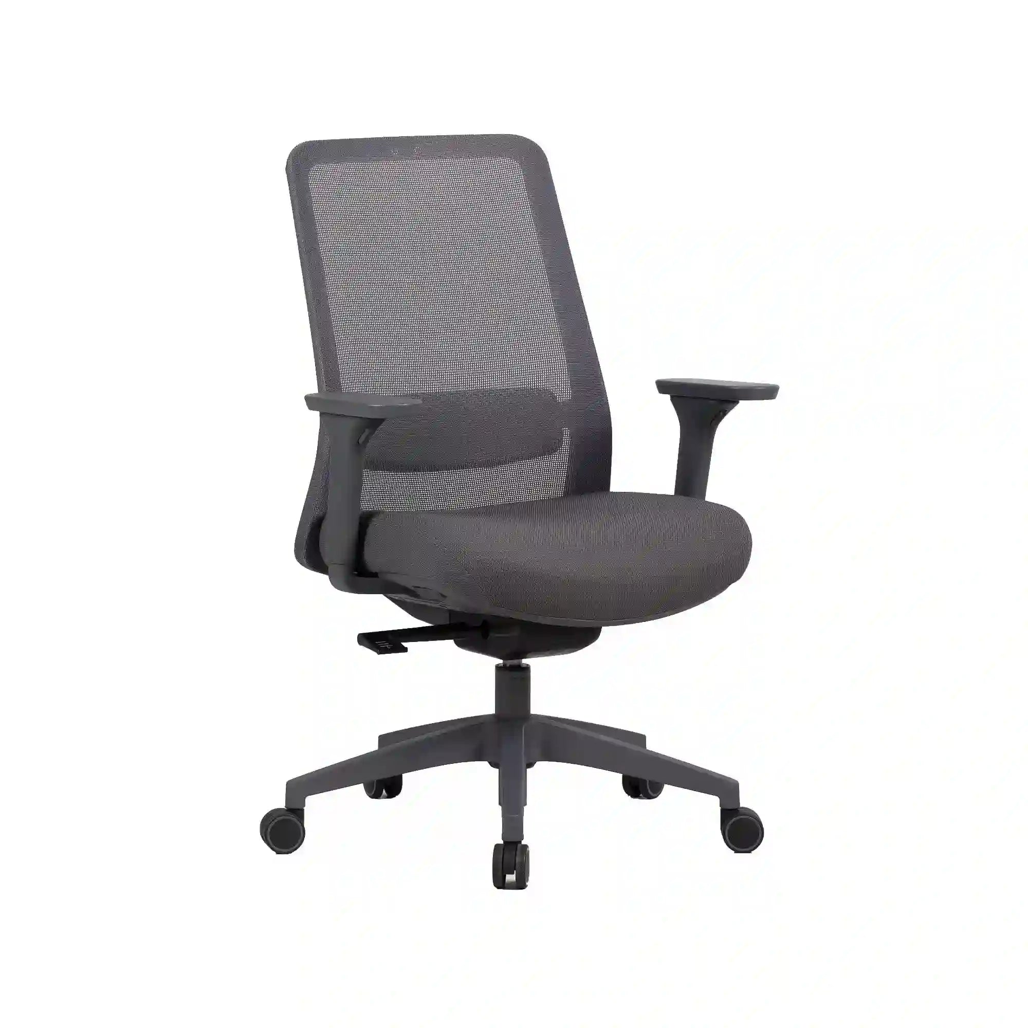 Scaun de birou Q-718, gri, stofa clasica/plasa, 62x50x98/108 cm