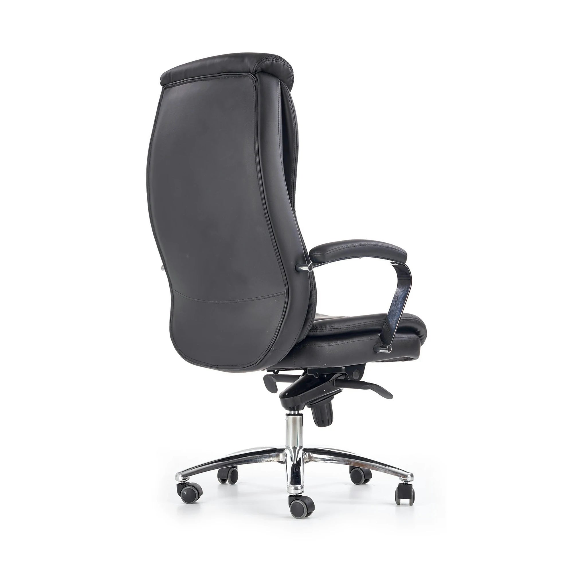 Scaun de birou QUAD, negru, piele ecologica perforata, metal, 63x70x124/132 cm