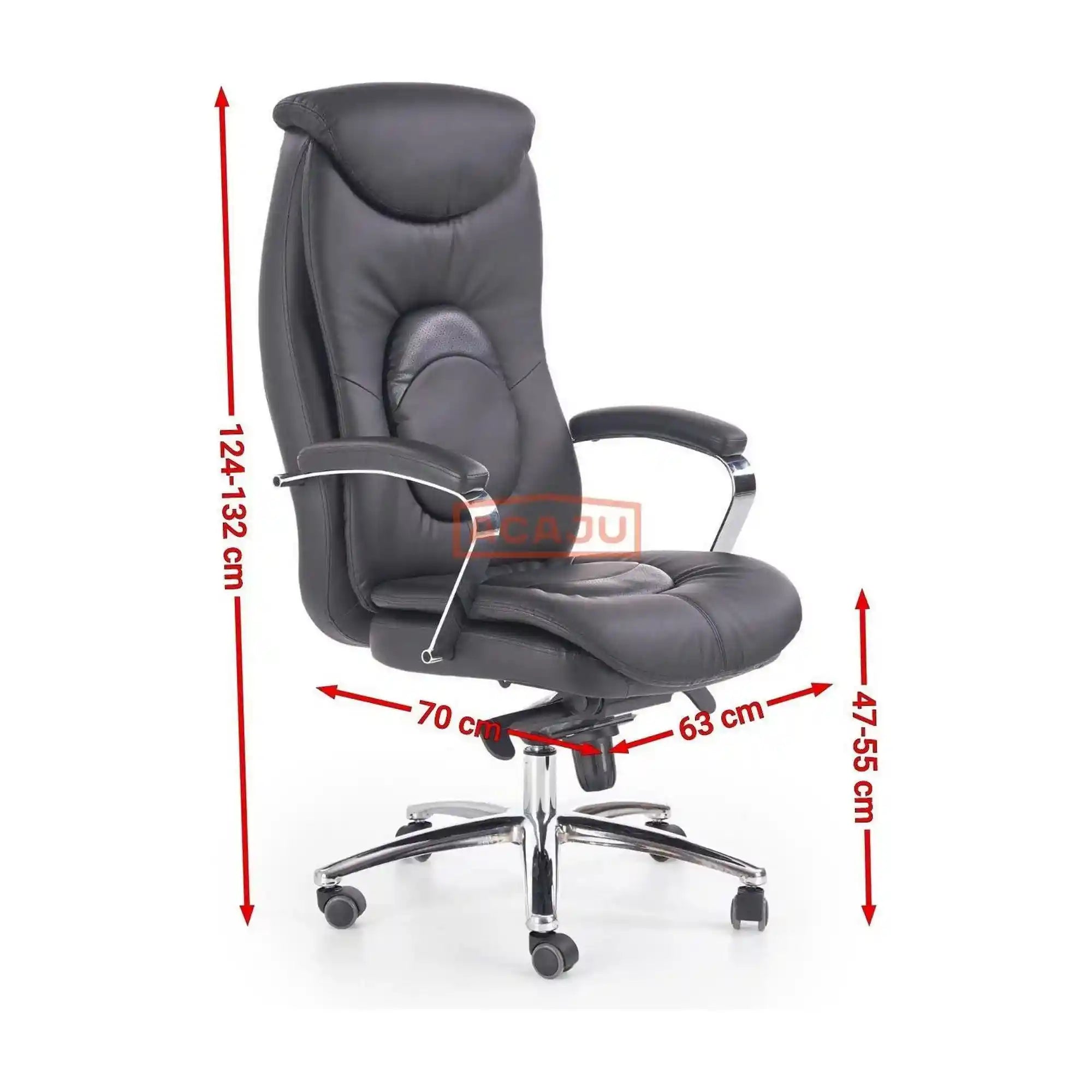 Scaun de birou QUAD, negru, piele ecologica perforata, metal, 63x70x124/132 cm