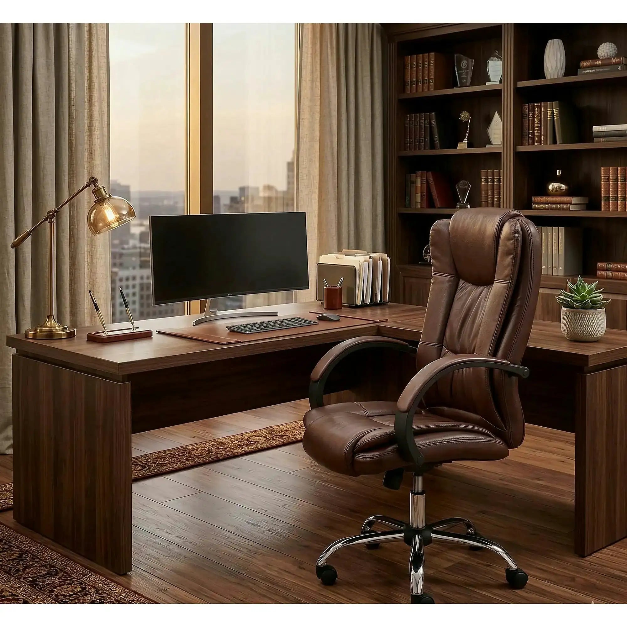 Scaun de birou RELAX, maro inchis, piele ecologica, 64x75x110/118 cm