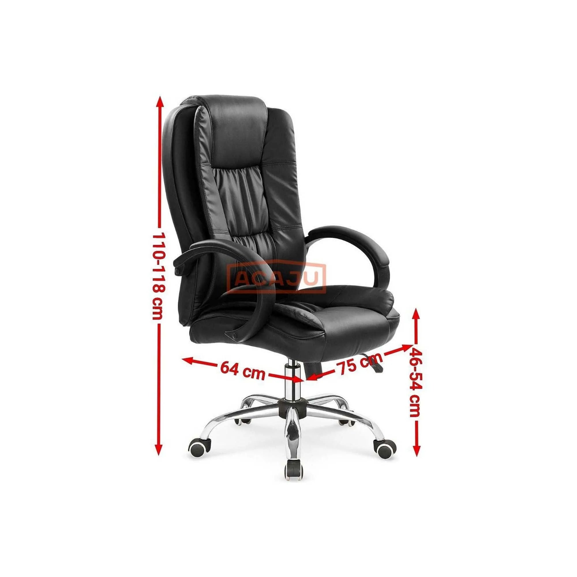 Scaun de birou RELAX, negru, piele ecologica, 64x75x110/118 cm