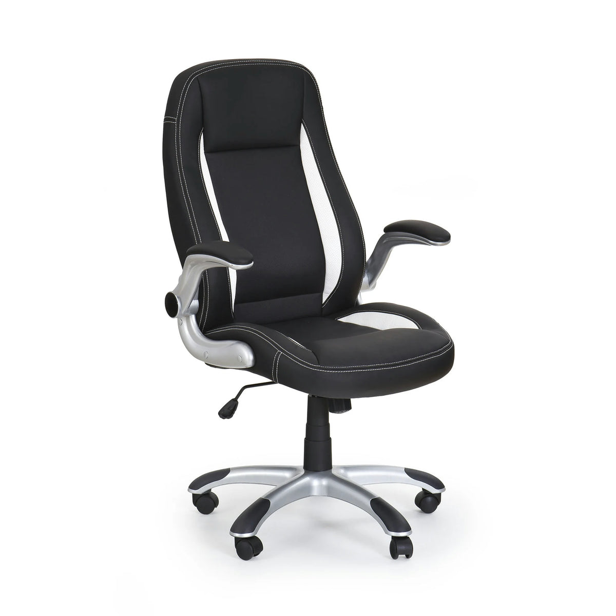 Scaun de birou SATURN, negru, piele ecologica perforata, 67x65x112/120 cm