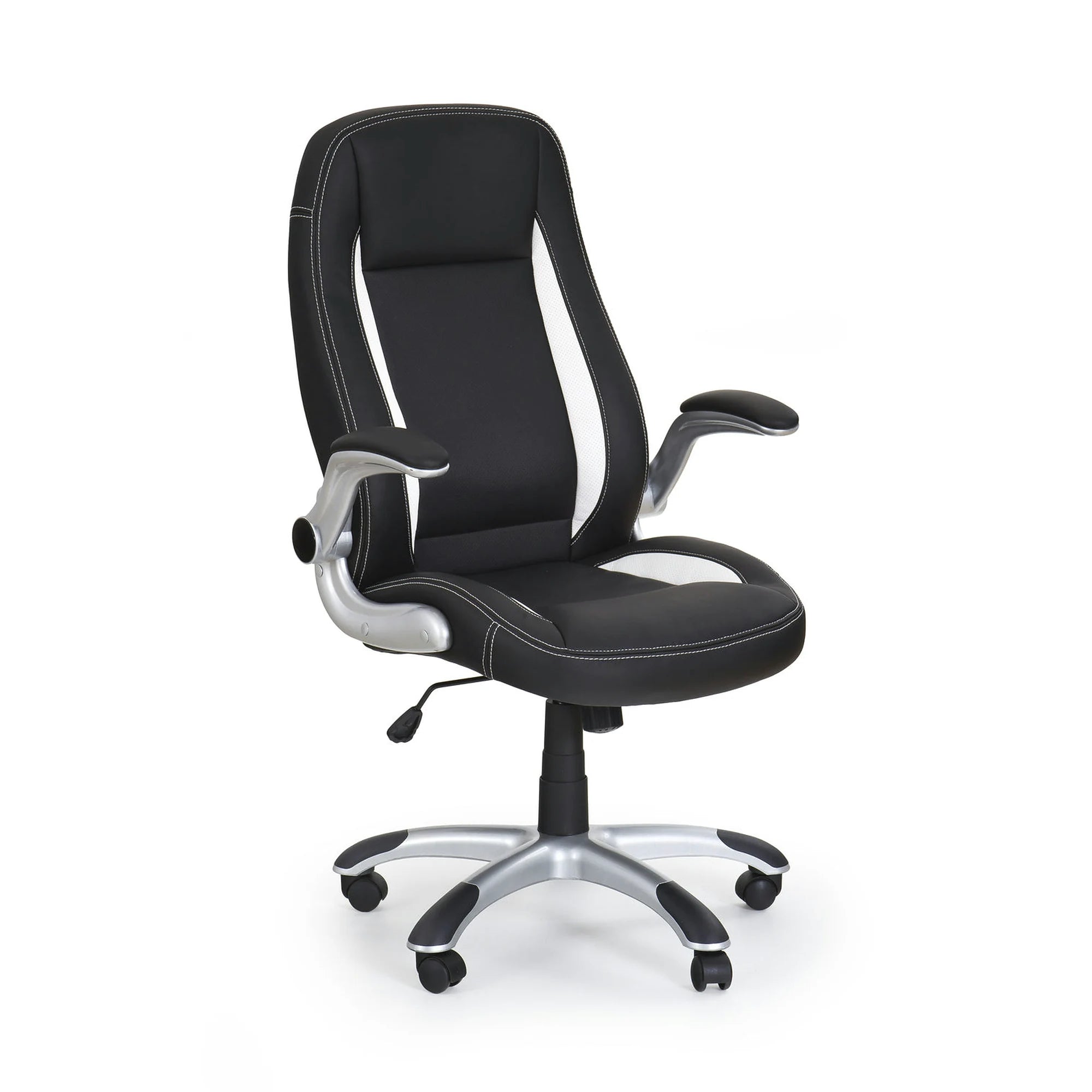 Scaun de birou SATURN, negru, piele ecologica perforata, 67x65x112/120 cm