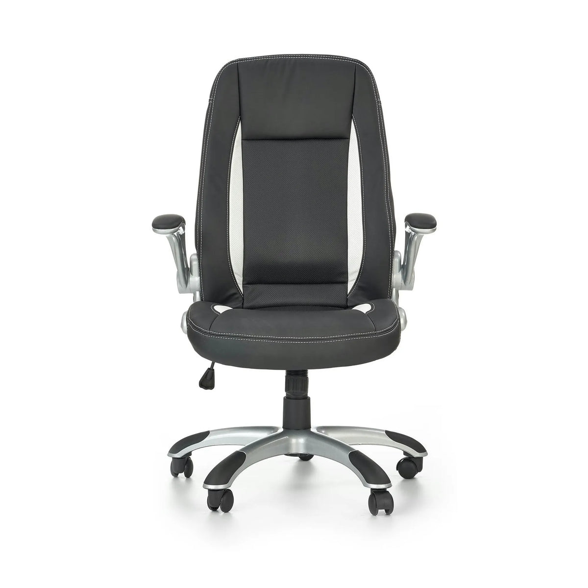 Scaun de birou SATURN, negru, piele ecologica perforata, 67x65x112/120 cm