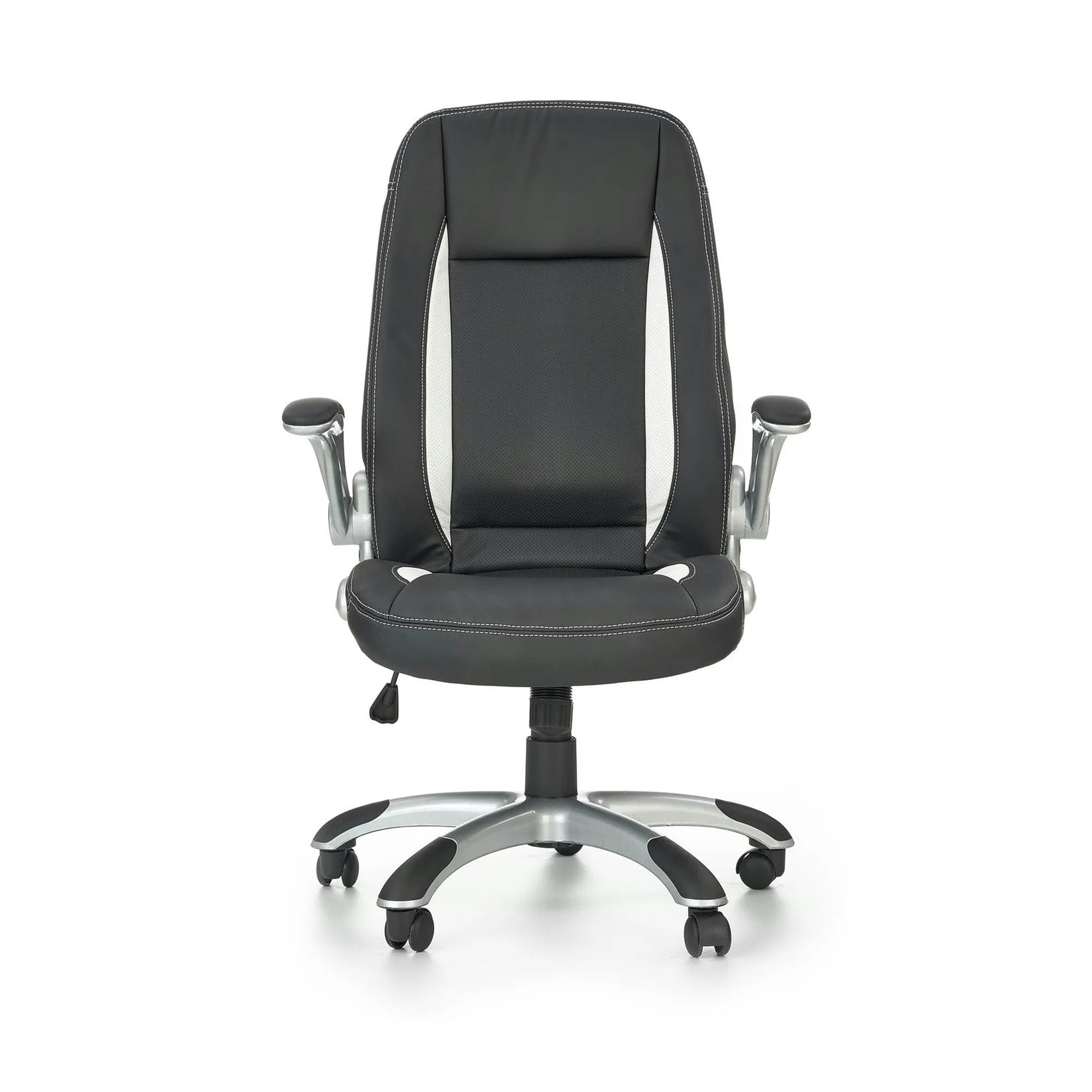Scaun de birou SATURN, negru, piele ecologica perforata, 67x65x112/120 cm