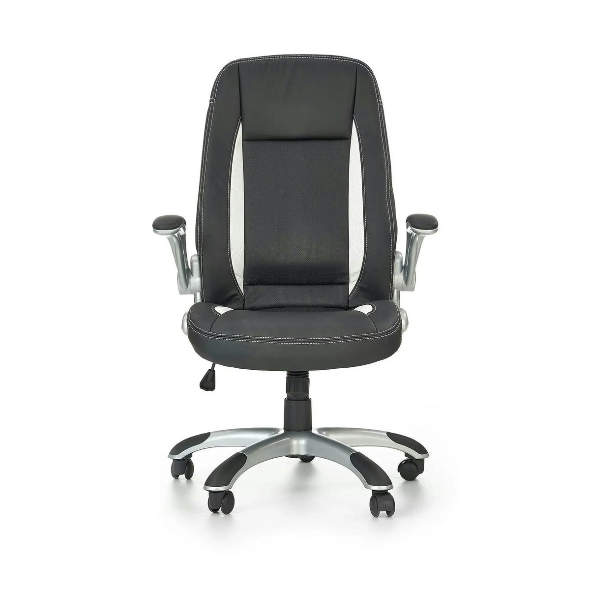 Scaun de birou SATURN, negru, piele ecologica perforata, 67x65x112/120 cm
