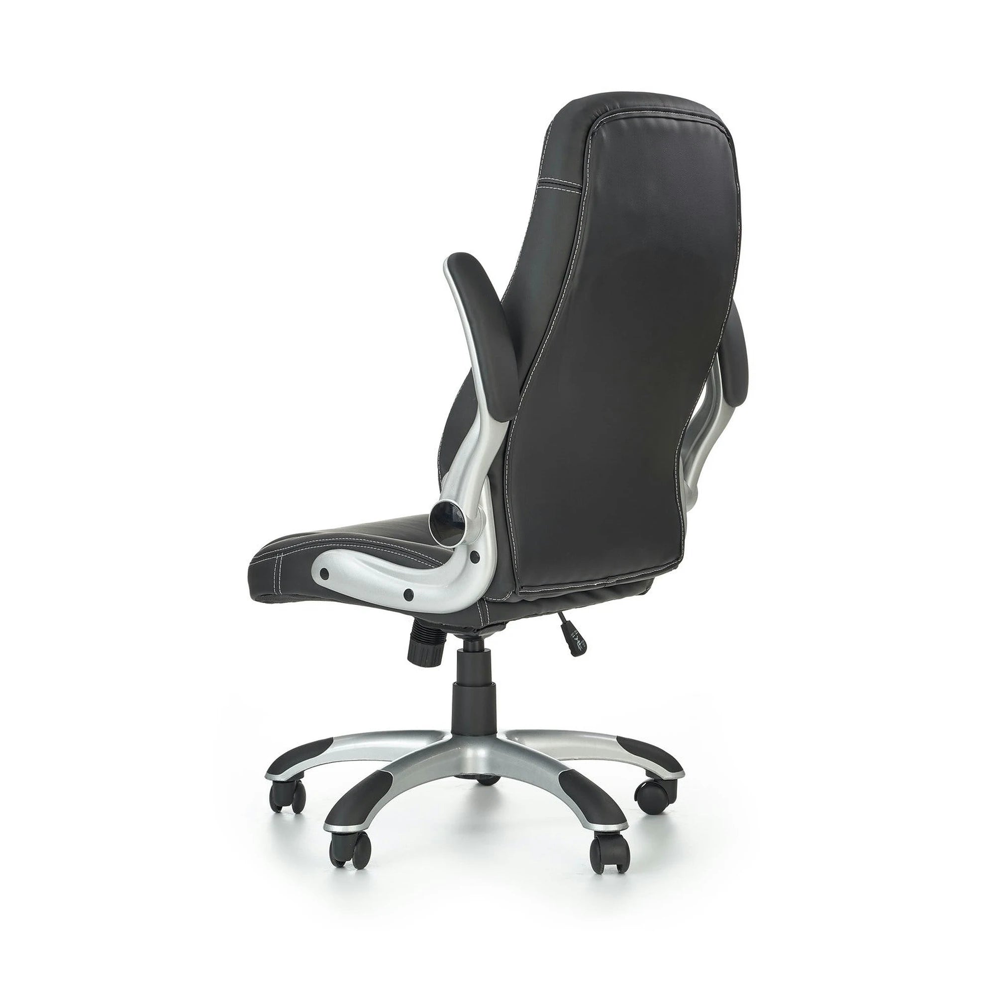 Scaun de birou SATURN, negru, piele ecologica perforata, 67x65x112/120 cm